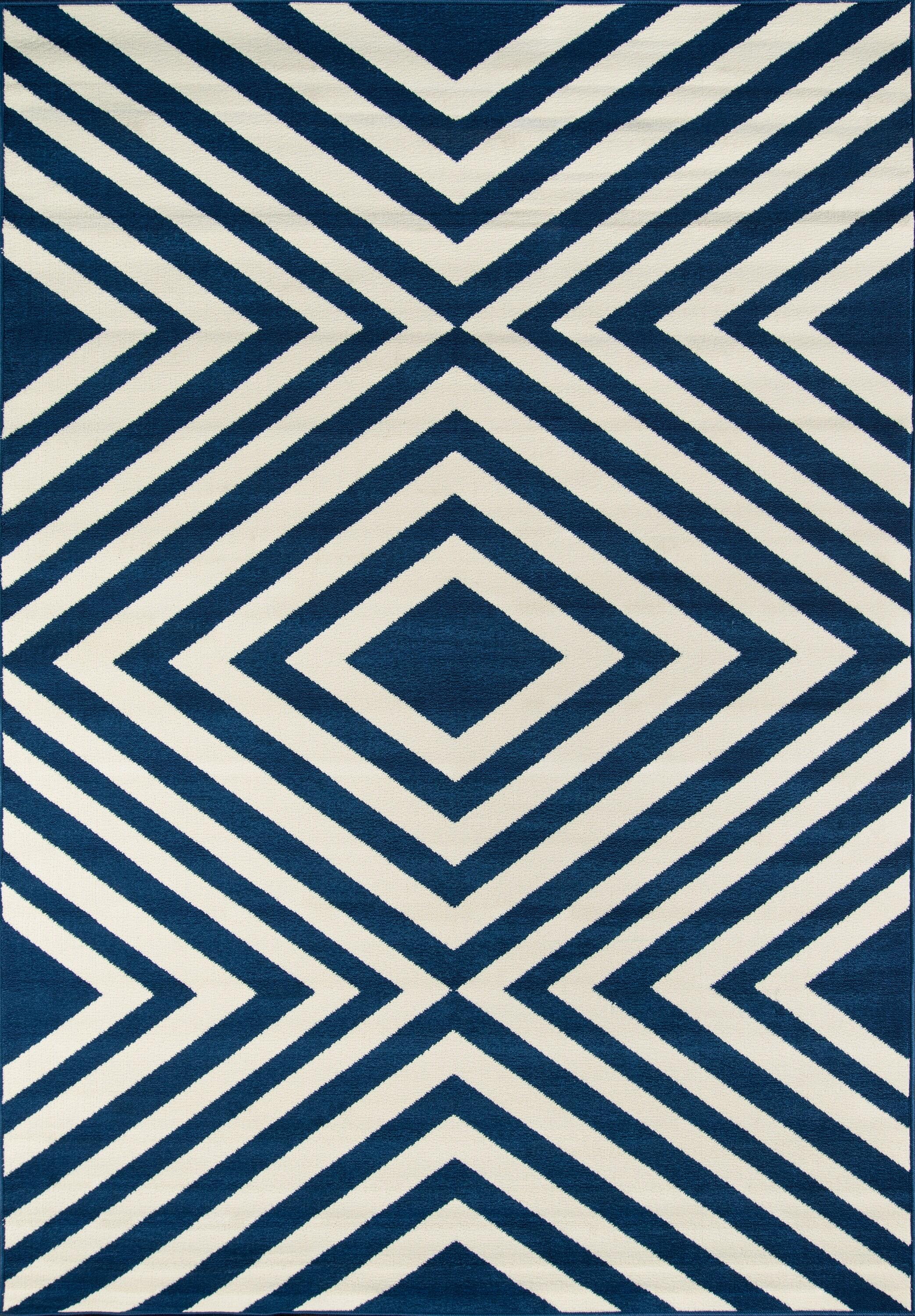 Navy Indoor/Outdoor Geometric Rug