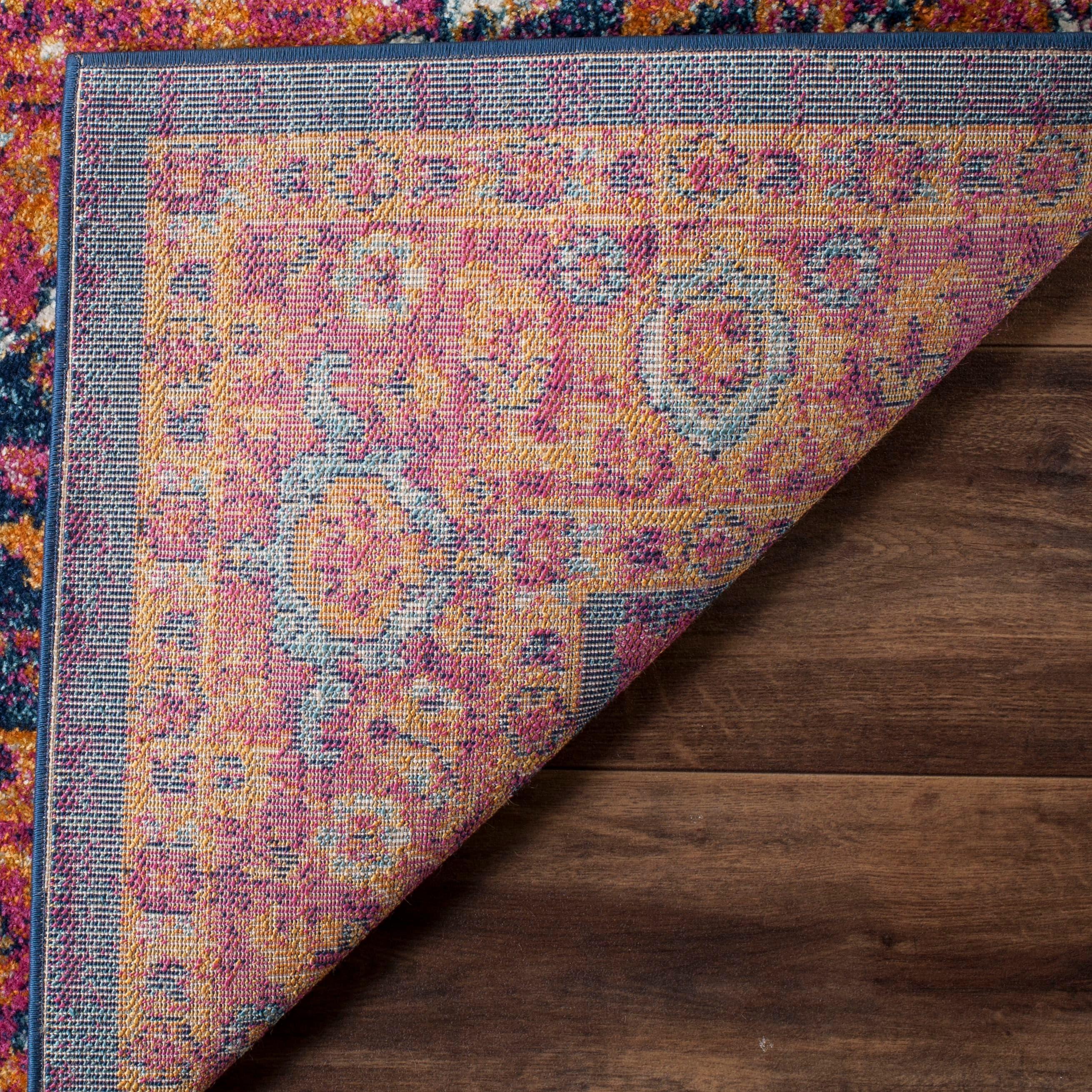 SAFAVIEH Evoke Westley Traditional Floral Area Rug, Fuchsia/Orange, 6'7" x 9'