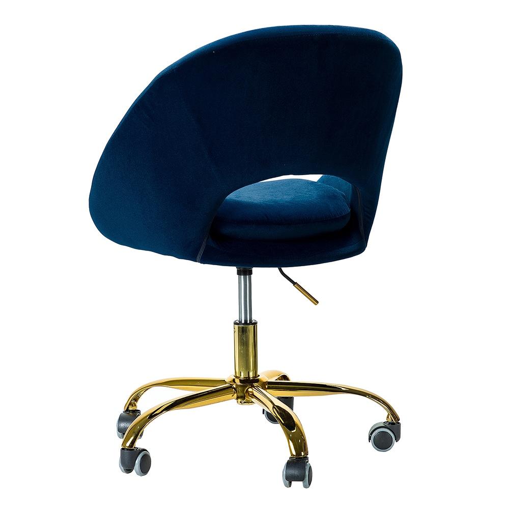 Luxury Office Chair Premium Modern Velvet Swivel Desk Chair with Chic Gold Base in Bold Colors Navy