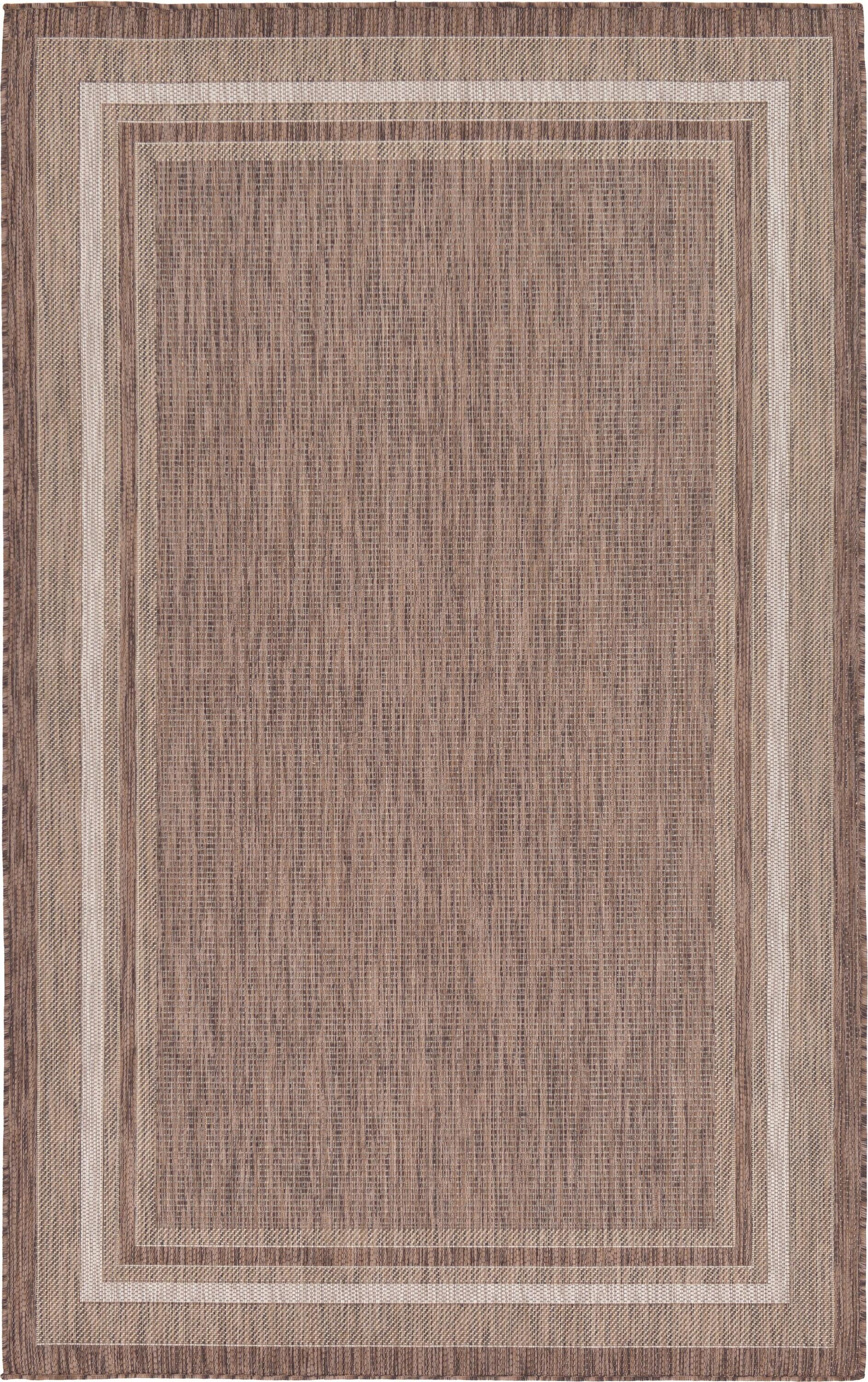 Unique Loom 5' 3 x 8' 0 Rectangle Indoor/Outdoor Border Brown Area Rug