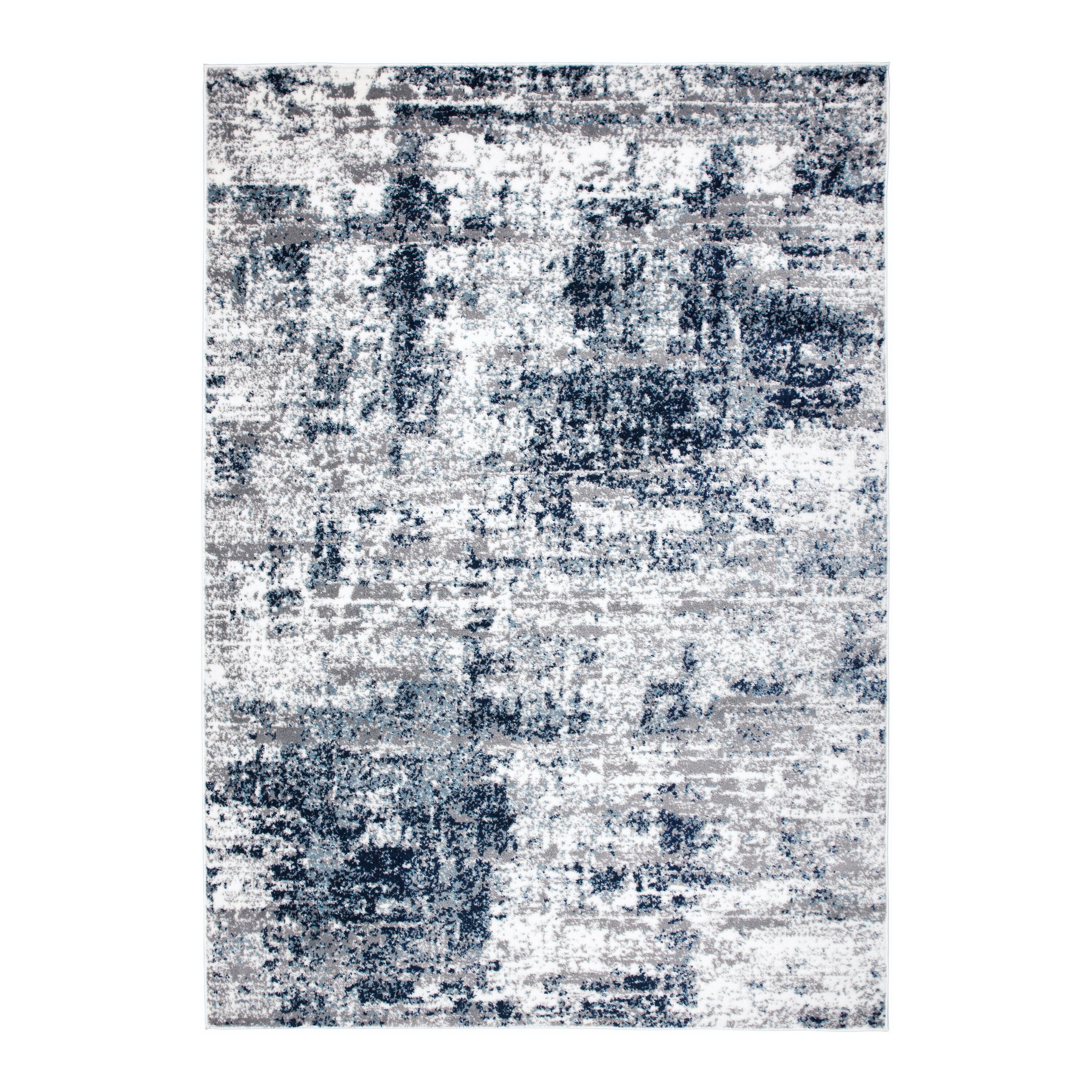 World Rug Gallery Distressed Abstract Blue 6'6" x 9' Area Rug