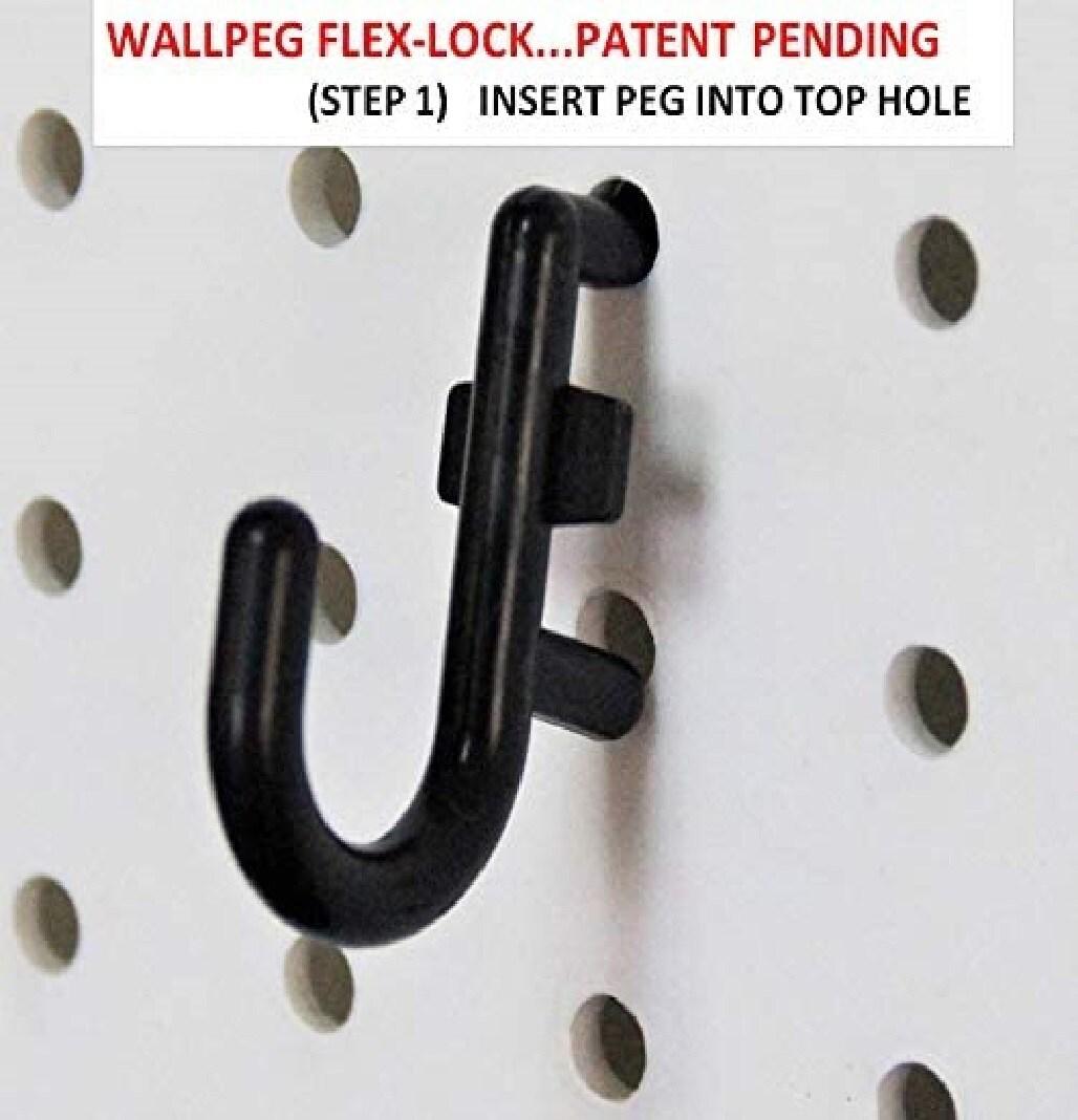 Wall Peg Hook Kit - L Style Pegboard Hooks Tool Storage Garage Organizer Choice Black or White Pegs