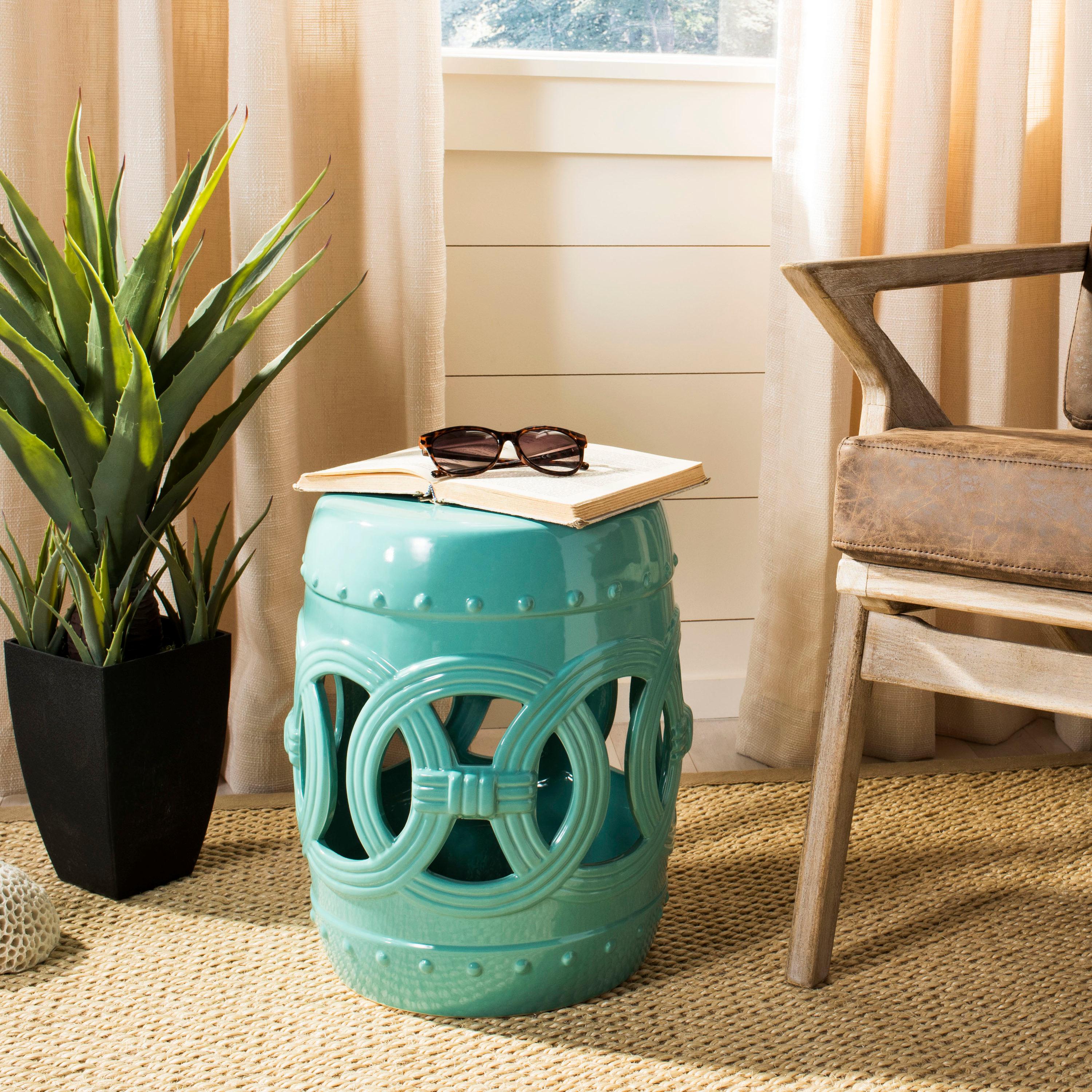 Double Coin Garden Stool - Indoor/Outdoor - ACS4500 - Blue - Safavieh