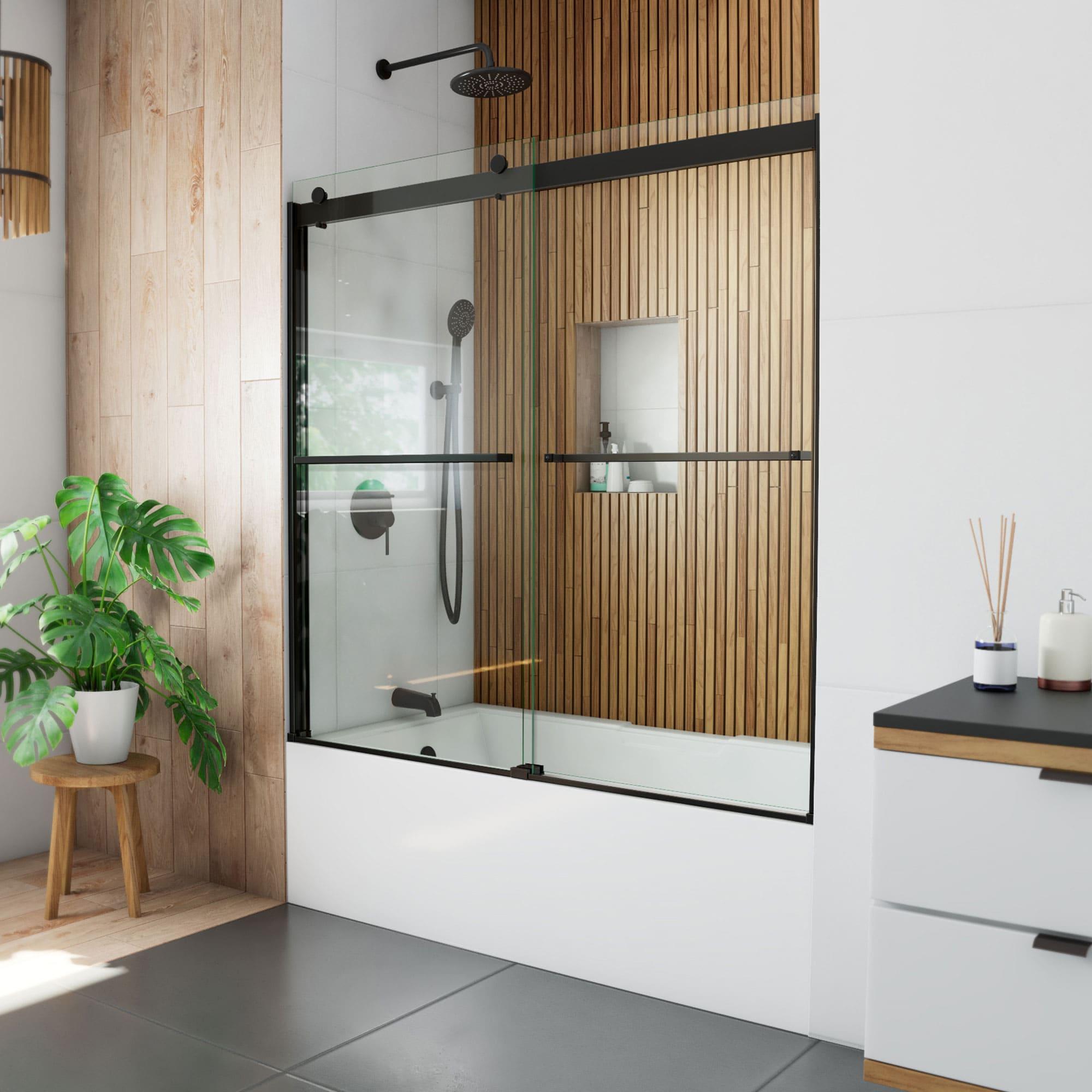 DreamLine 56" - 60" W 60" H Reversible Semi-Frameless Tub Door with ClearMax Technology SHDR-6360602-09