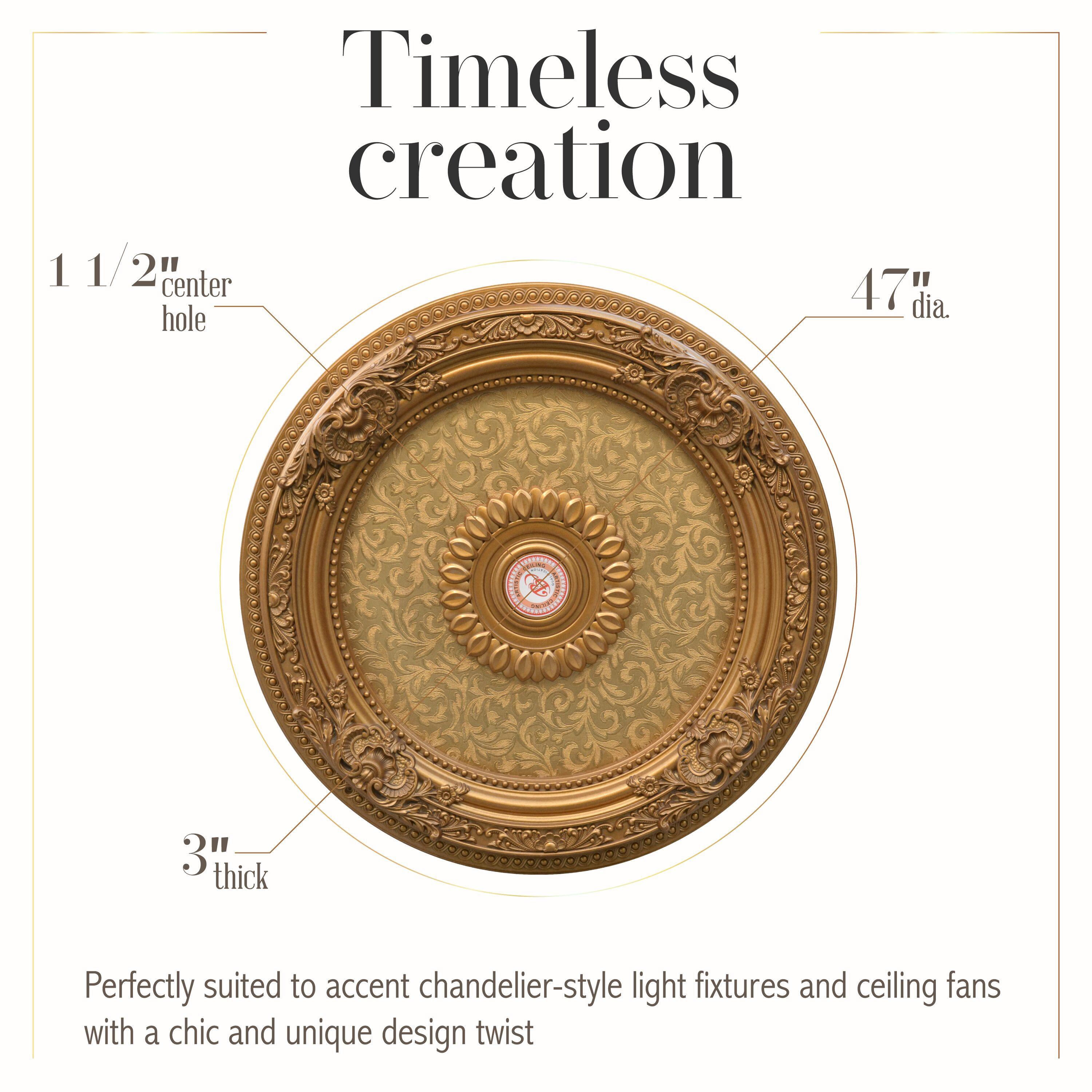 AFD Home 12020503 36 in. Round Chandelier Ceiling Medallion - Gold