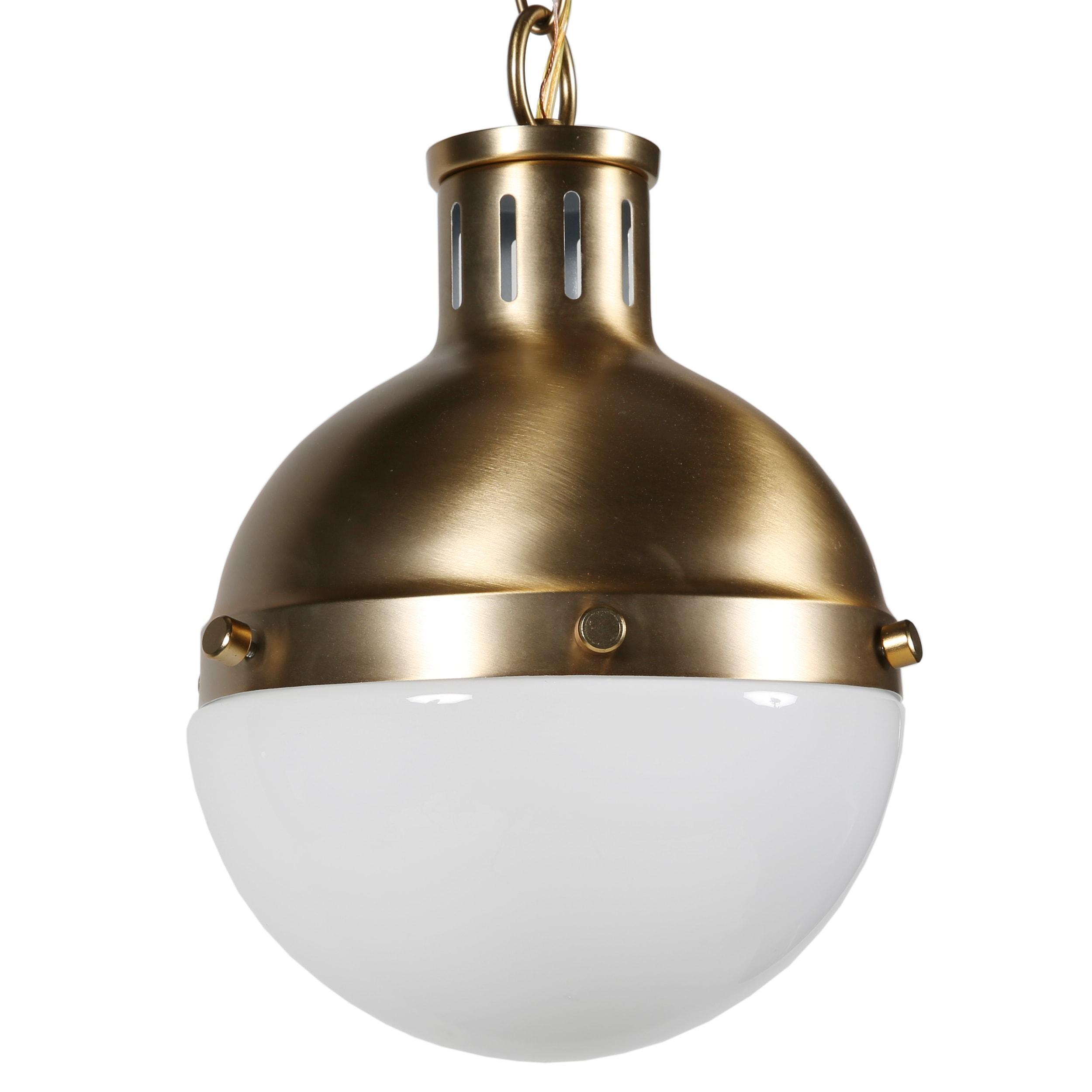 Satin Brass Mini Globe Pendant with Smooth White Glass Shade