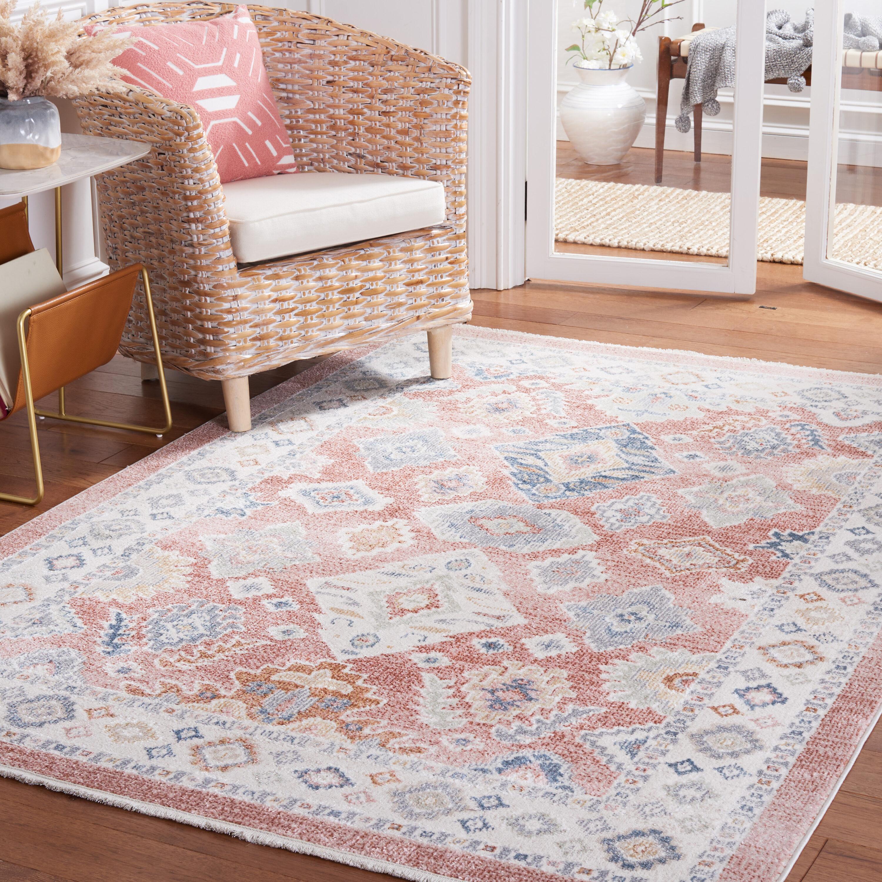 Blair Washable BLR218 Power Loomed Machine Washable Area Rug - Rose/Blue - 8'x10' - Safavieh.