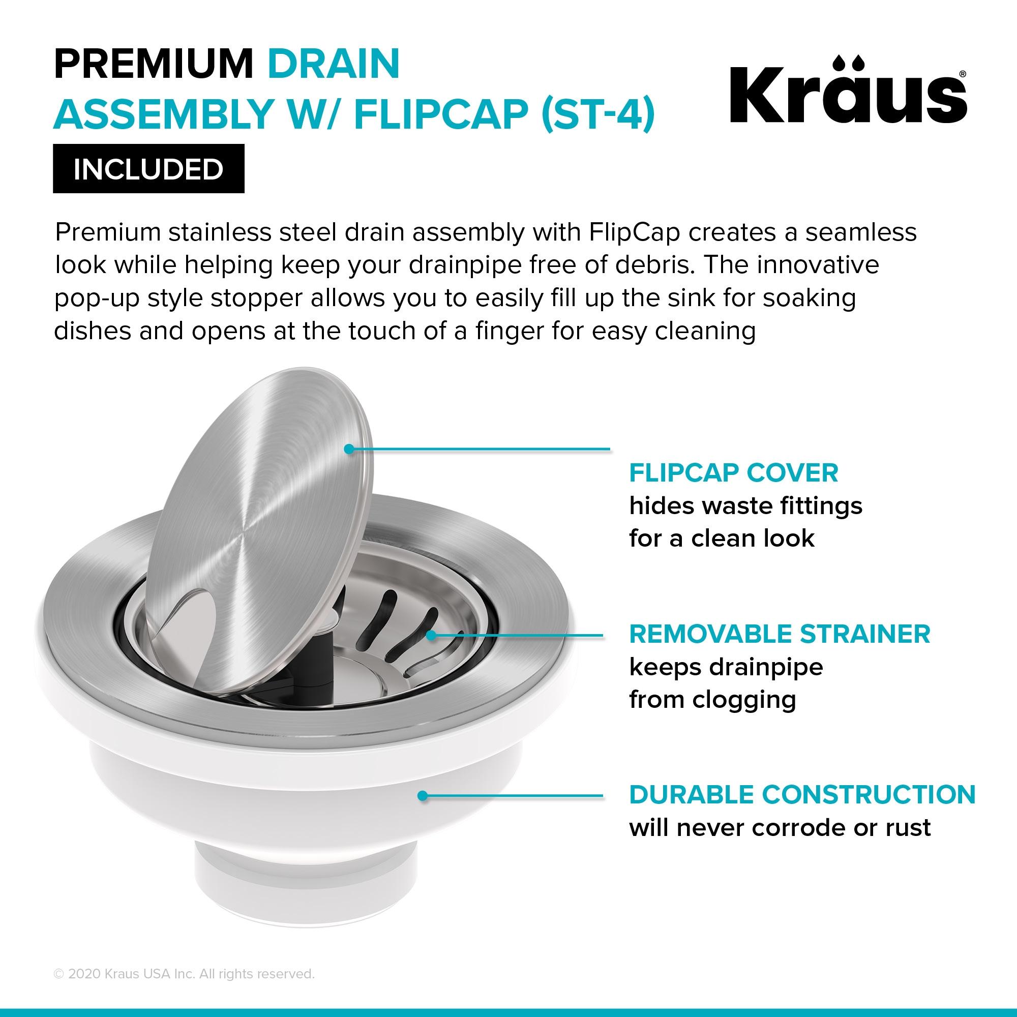 KRAUS Turino™ Workstation 33" L Farmhouse Reversible Apron Front Fireclay Single Bowl Kitchen Sink