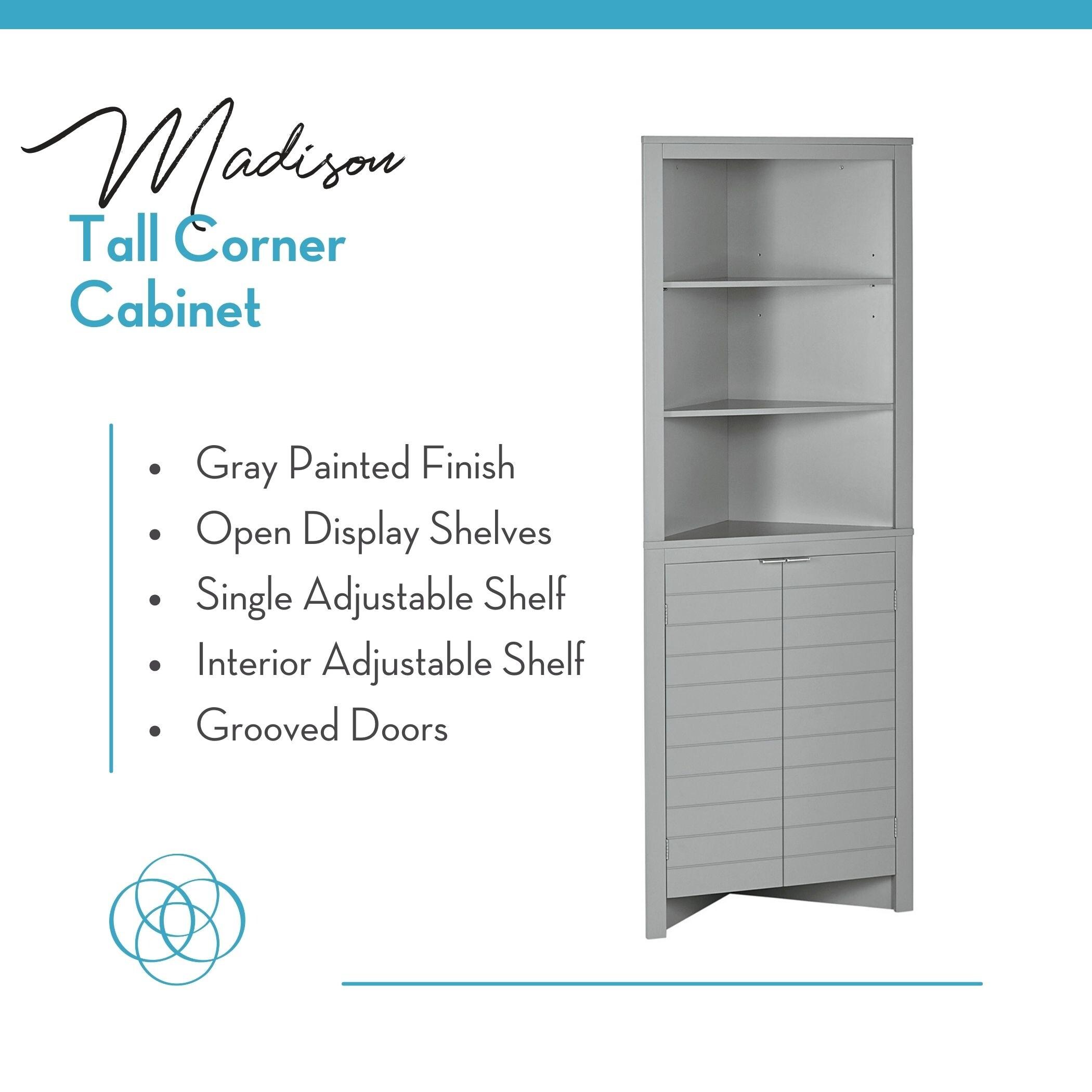 RiverRidge Home RiverRidge Madison Tall Corner Bathroom Storage Cabinet with Open Shelves