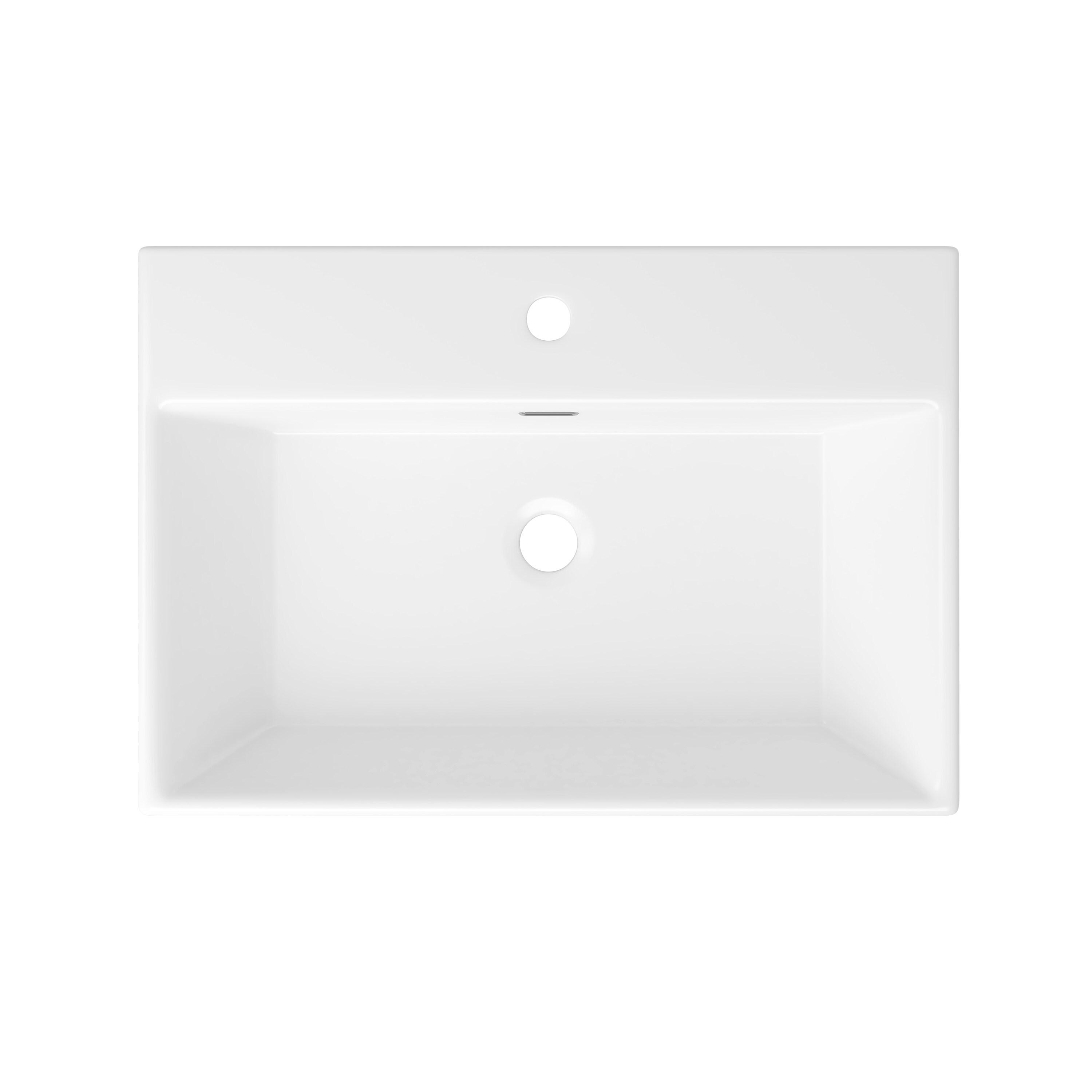 Turner 24" W x 16" D Vitreous China Rectangular Wall Mount Bathroom Vessel Sink with Overflow