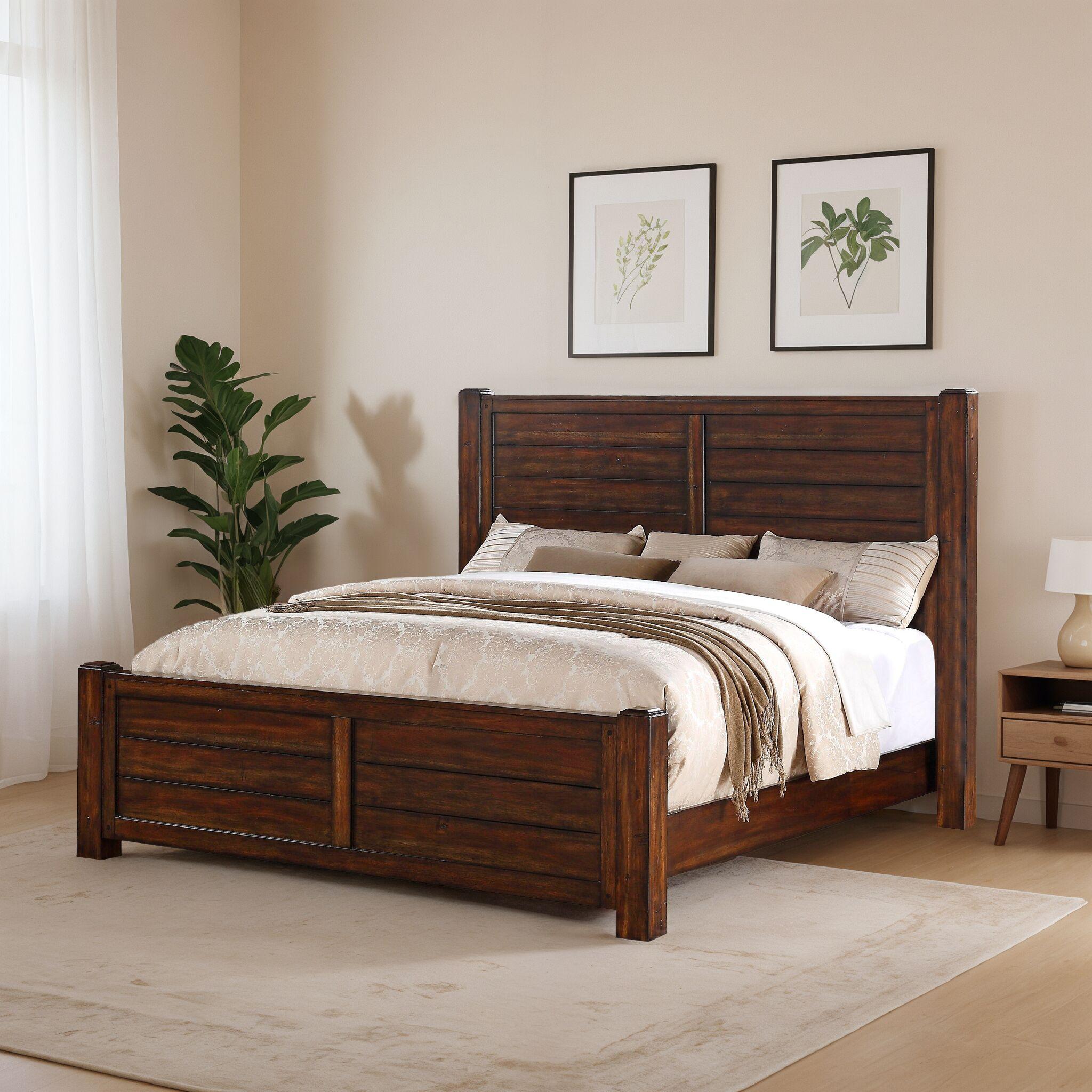 Picket House Furnishings Danner Wood King Panel Bed in Deep Chestnut Lacquer