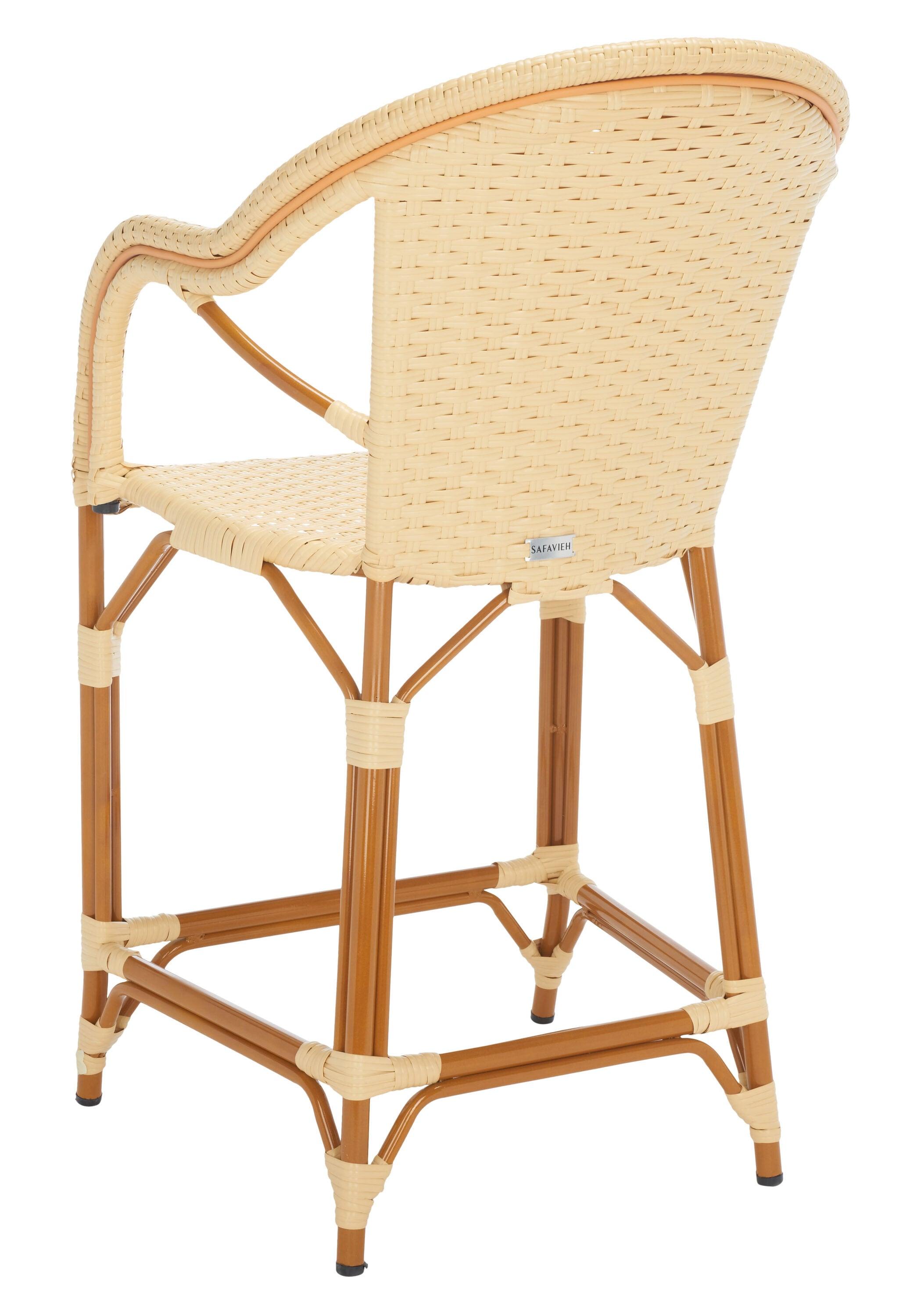 California Counter Stool With Arms - Indoor/Outdoor - PAT7533 - Natural - Safavieh