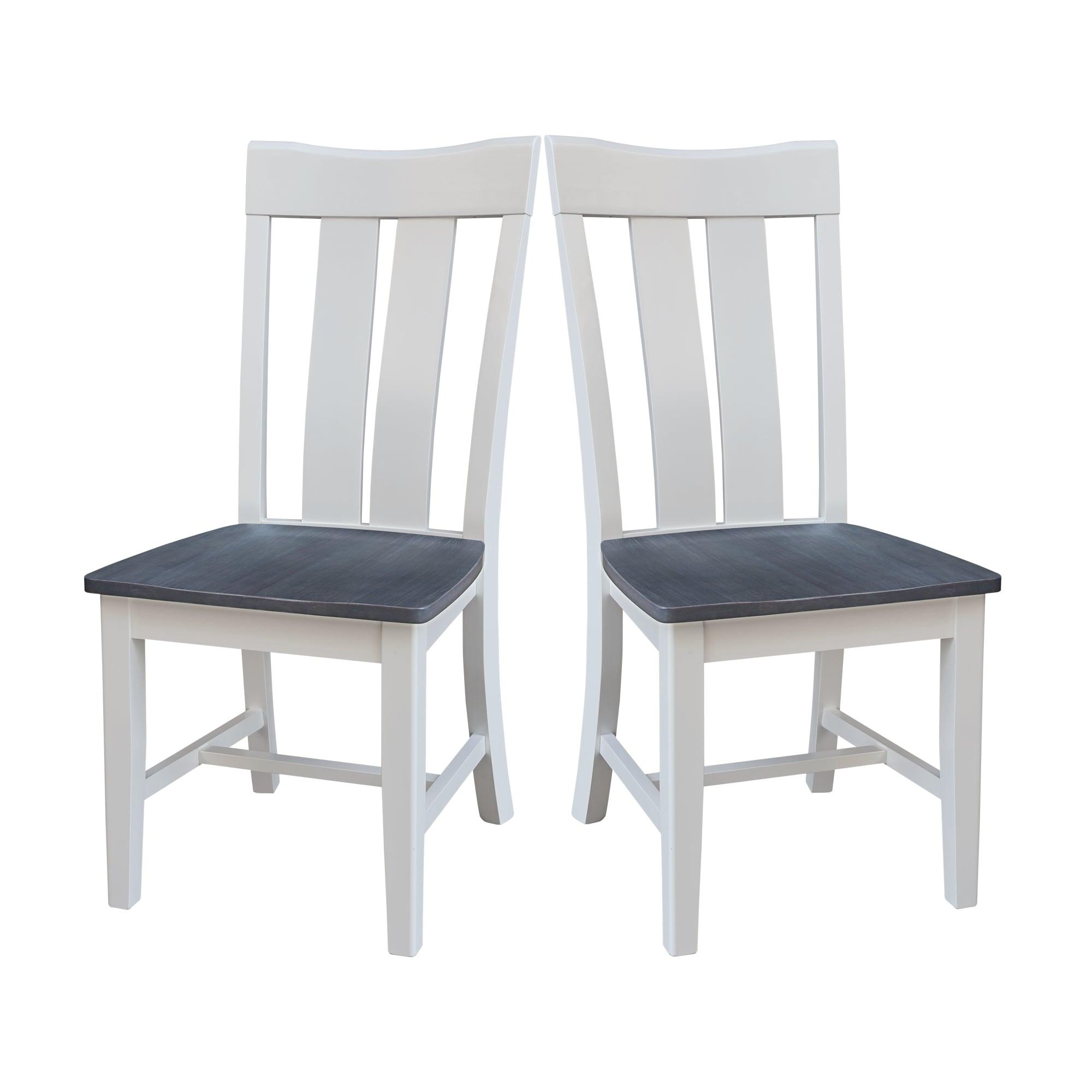 Elegant Gray Slat-Back Solid Wood Side Chair, 43" High