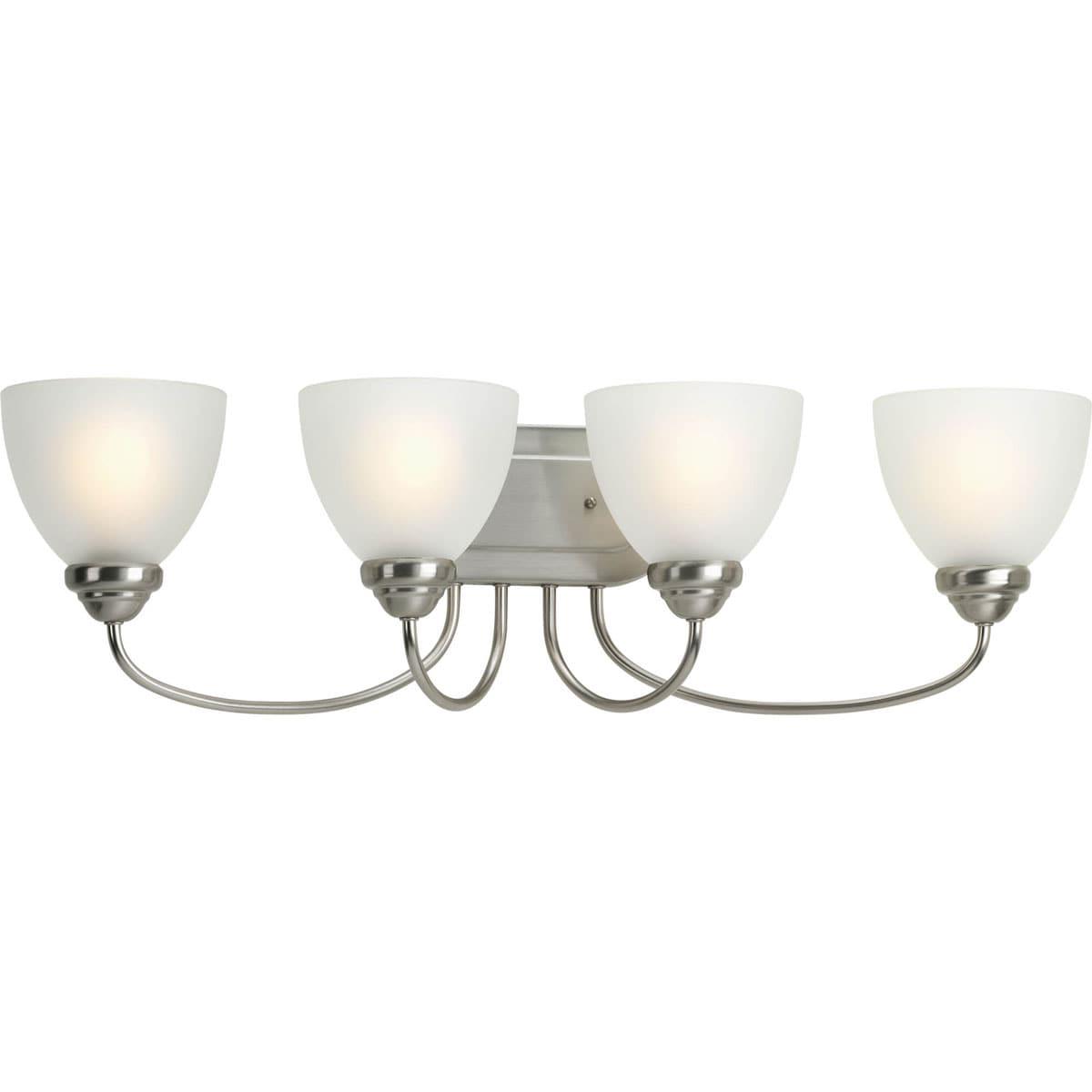 Progress Lighting Heart 4-Light Bath Bracket, Brushed Nickel, Etched Glass Shades