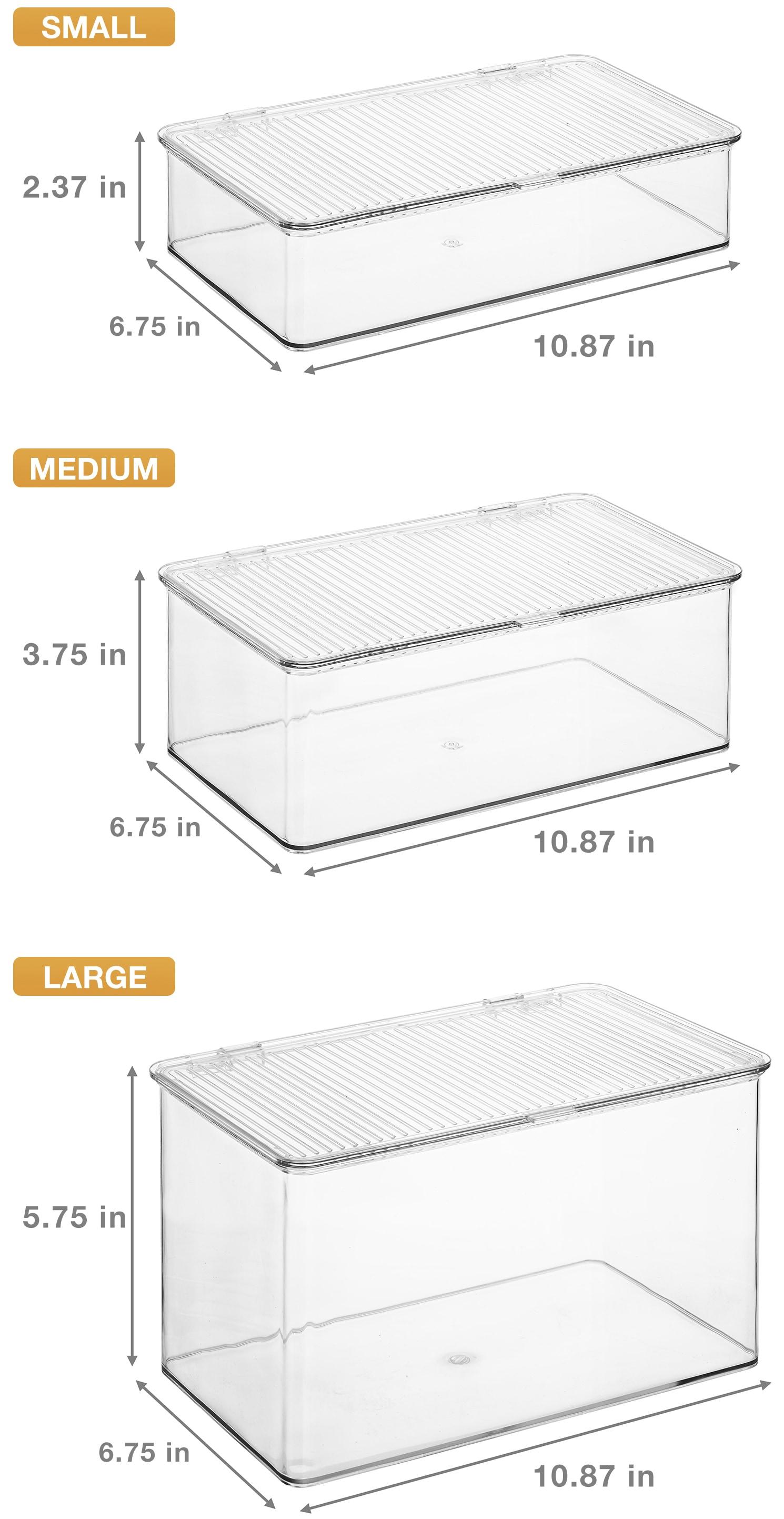 Sorbus Variety Clear Storage Bins For Pantry & Fridge With Hinged Lids, 3 Piece