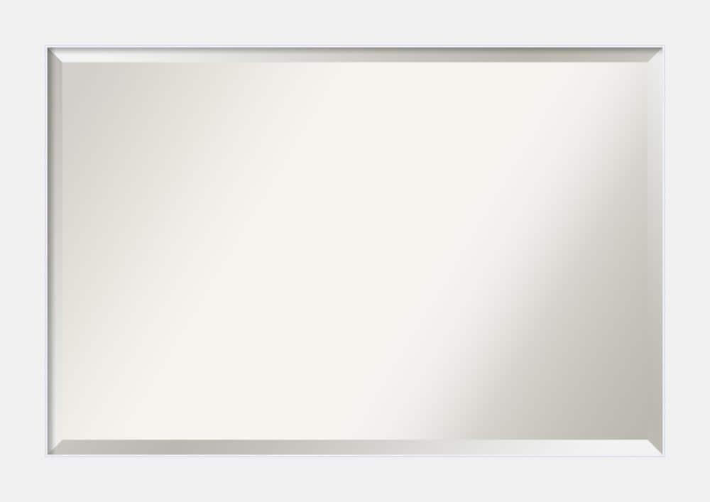 Corvino White Beveled Rectangle Wood Bathroom Wall Mirror