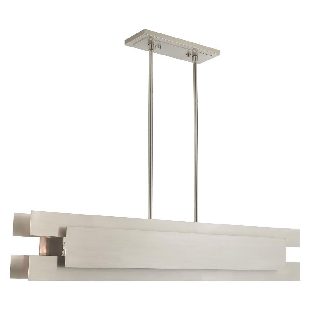 Modern Brushed Nickel 5-Light Linear Chandelier