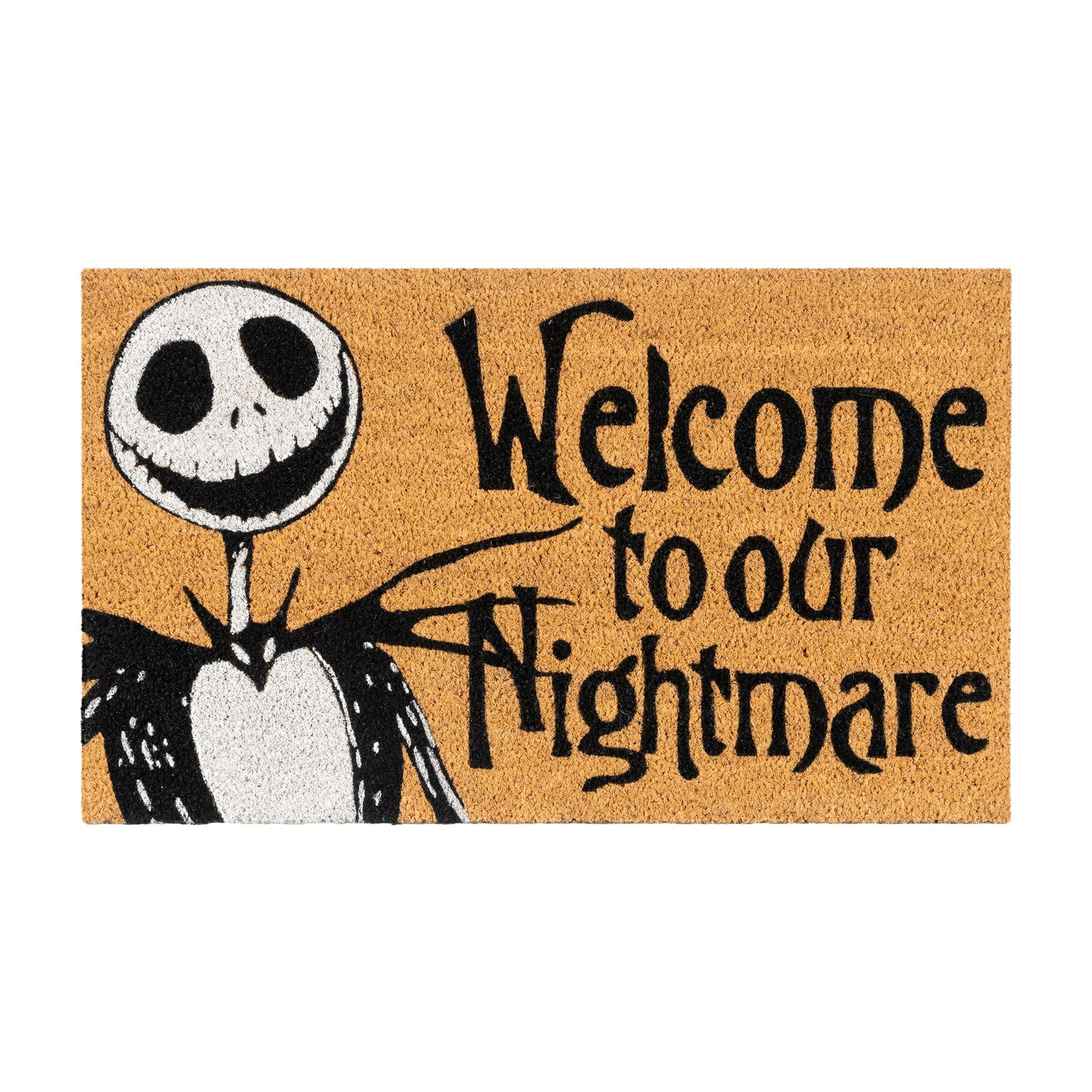 Disney Nightmare Before Christmas Jack Sally Welcome Black White Natural Graphic Non-Slip Indoor/ Outdoor Coir Door Mat 2-Pack, 20x34 (Set of 2)