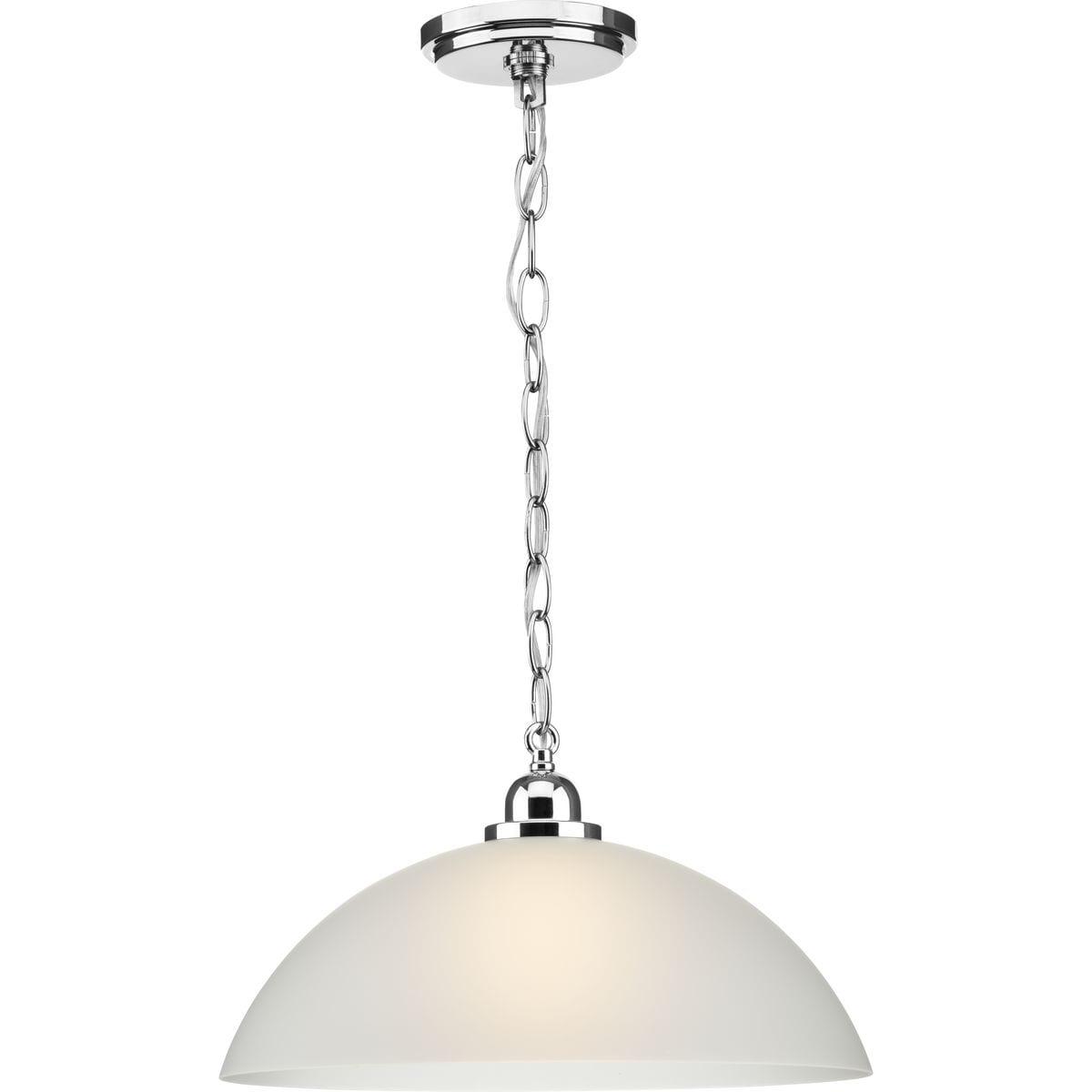 Progress Lighting, Classic Collection, 1-Light Pendant, Brushed Nickel, Etched Glass Shade