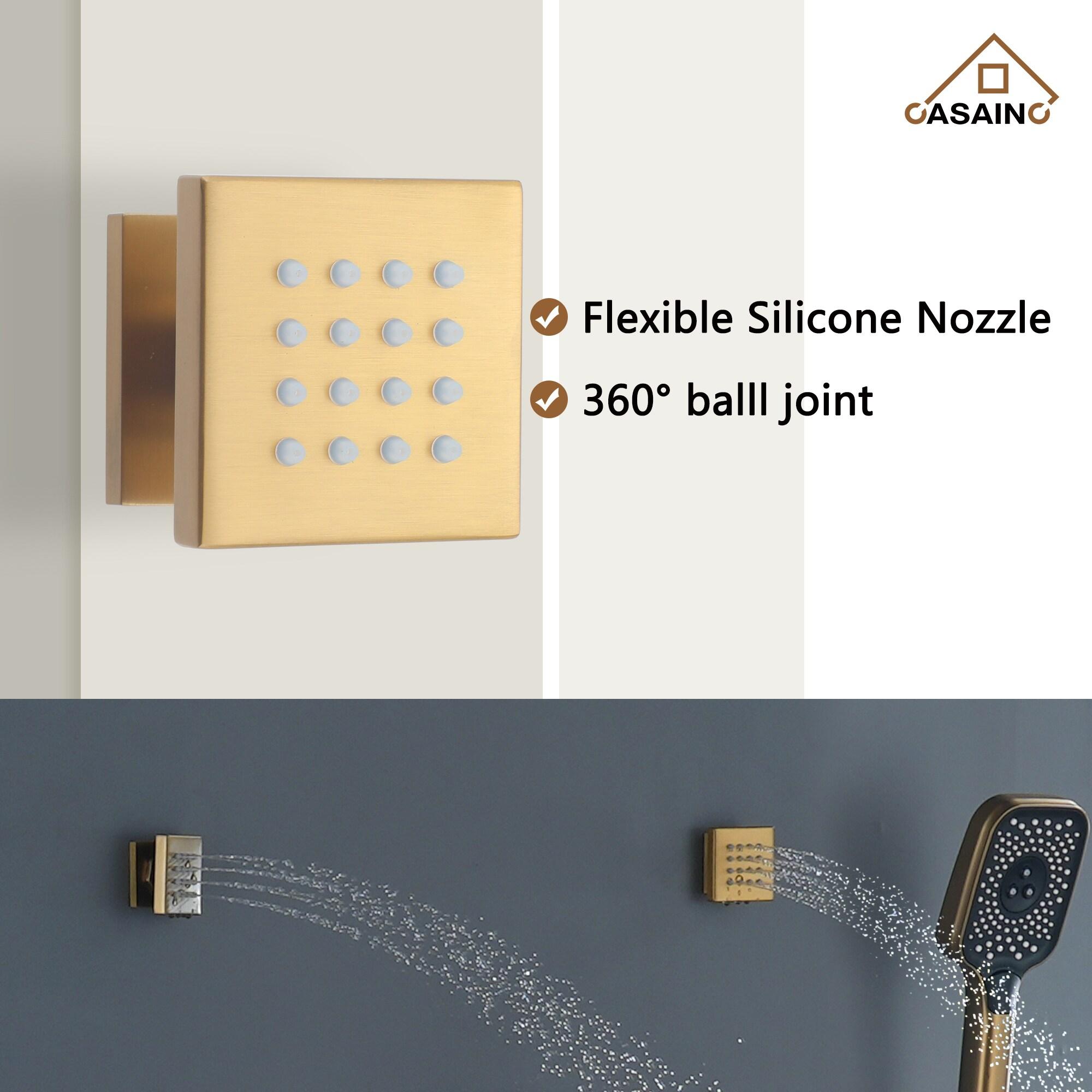Revitalize 3-Function 12 Inch Wall Mount Rainfall Thermostatic Shower System with 6 Body Jets