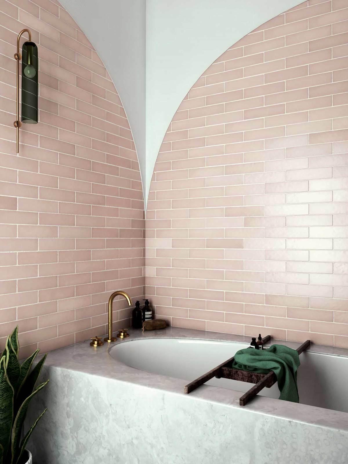 Makoto Matte Pink Ceramic Subway Wall Tile 2.5" x 10"