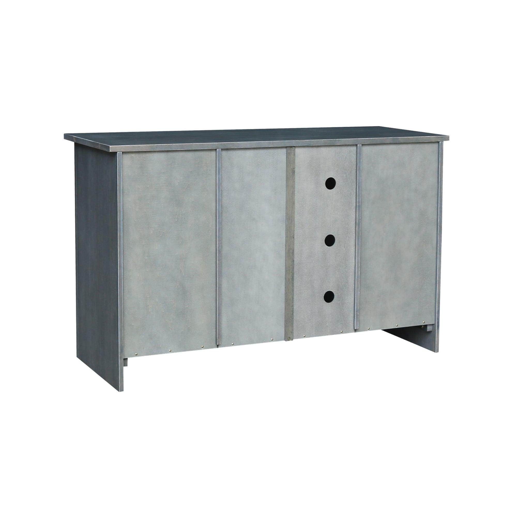 TV Stand for TVs up to 52" with 2 Doors Heather Gray/Antiqued Rubbed - International Concepts: Solid Parawood, Metal Hardware