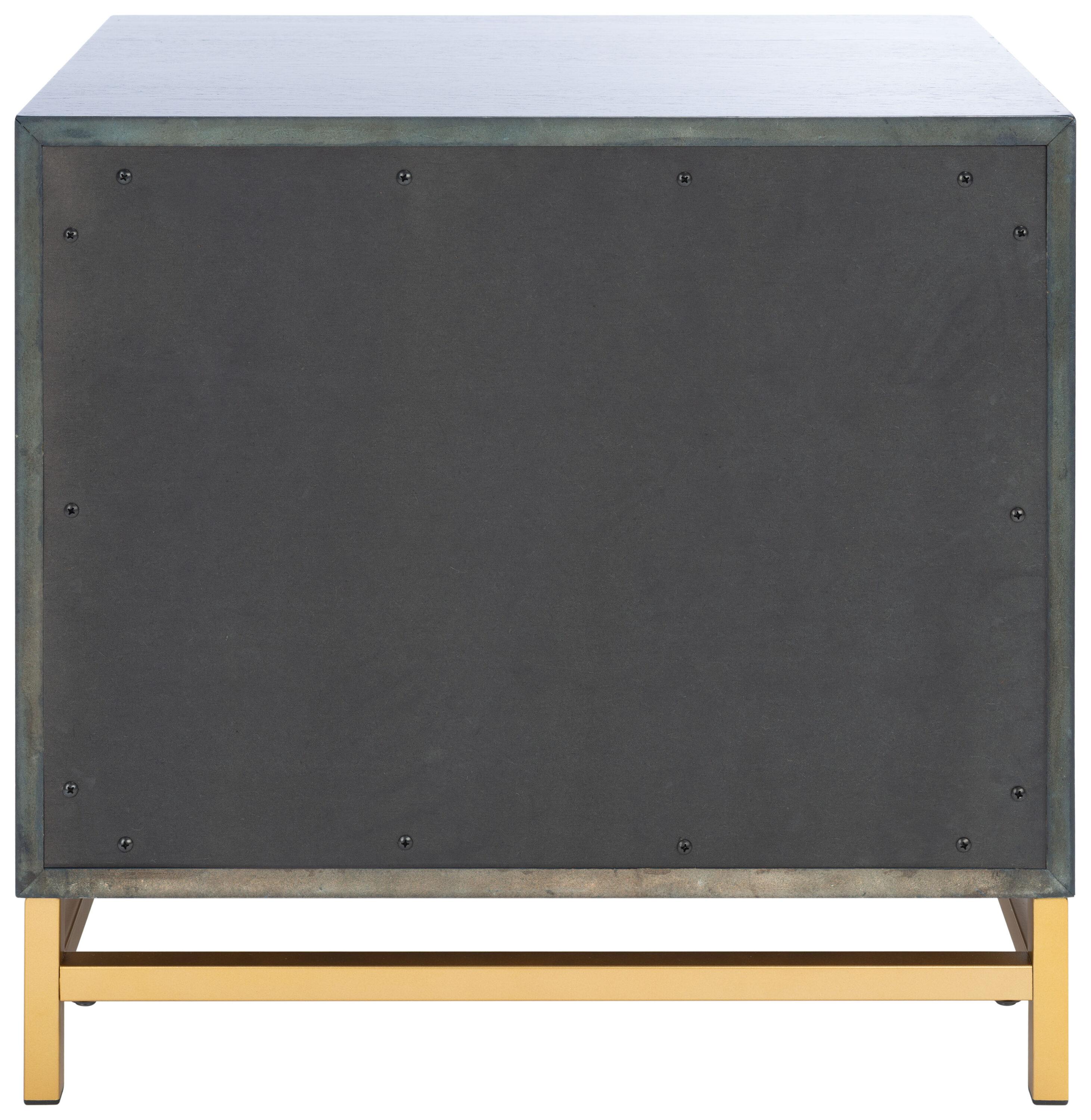 Fenno 2 Drawer Nightstand - Teal/Brass - Safavieh.