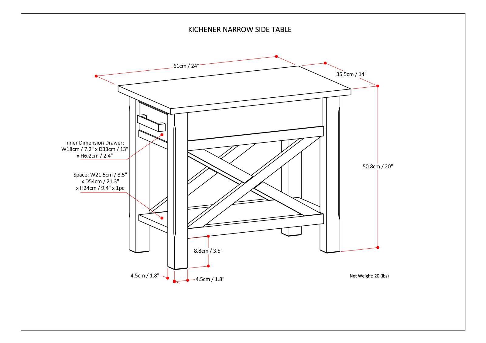 Simpli Home Kitchener End Table with Storage
