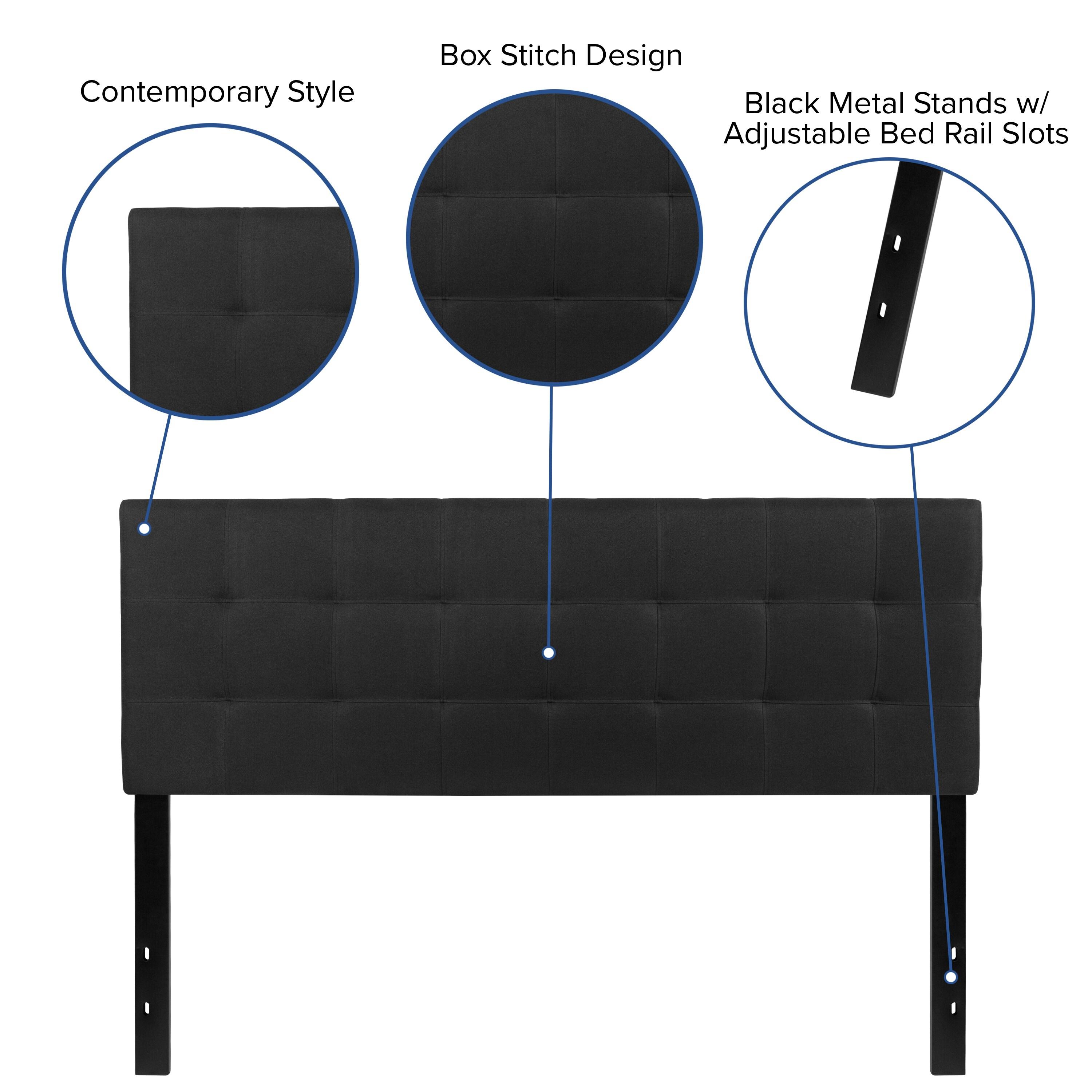 Flash Furniture Bedford Tufted Upholstered Queen Size Headboard in Black Fabric