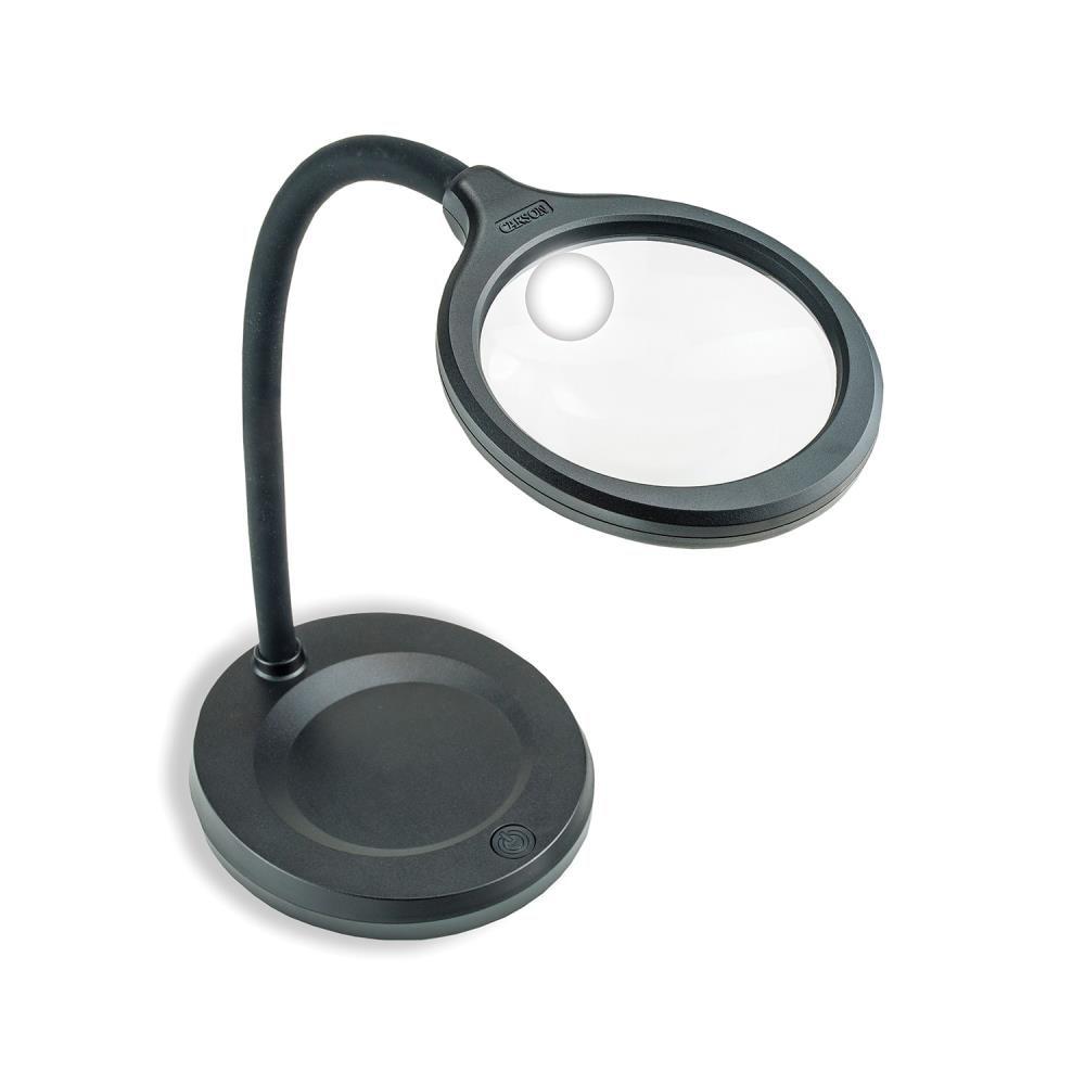 CARSON® DeskBrite™ 300 2x Aspheric COB LED Desk Top Magnifier with 5x Spot Lens in Black