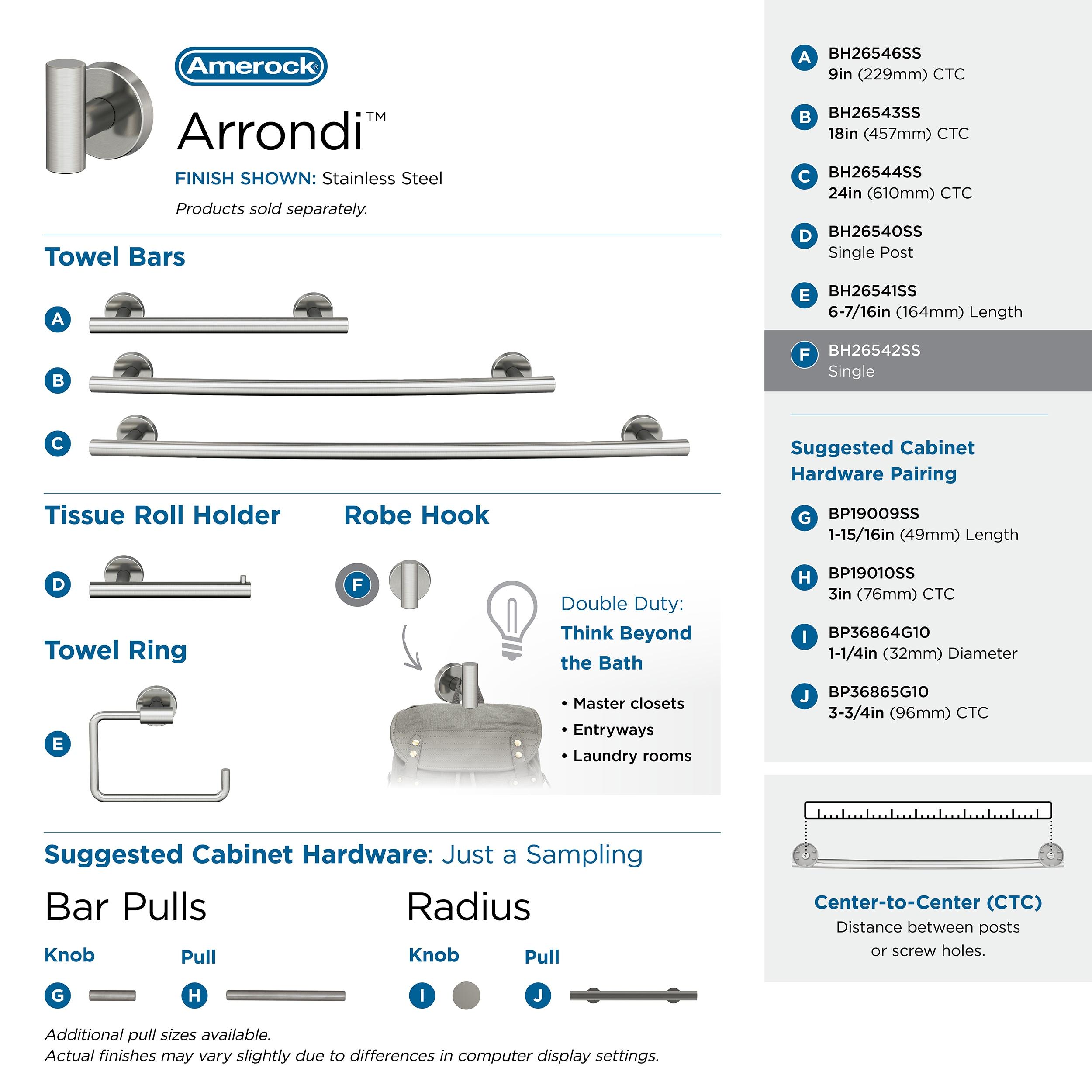 Amerock Arrondi Wall Mounted Hook for Towel and Robe