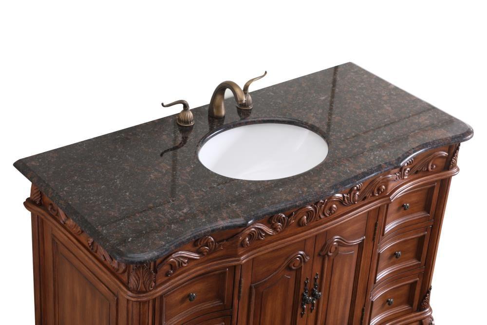 Elegant Decor Oakland 48" Single Marble Top Bathroom Vanity in Teak