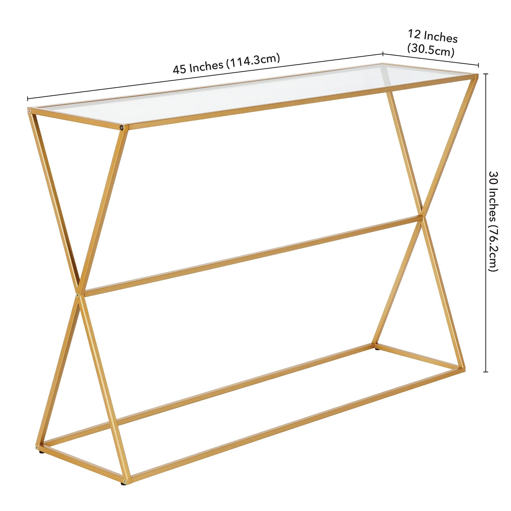 Evelyn&Zoe Sabrina 45" Wide Rectangular Console Table, Brass