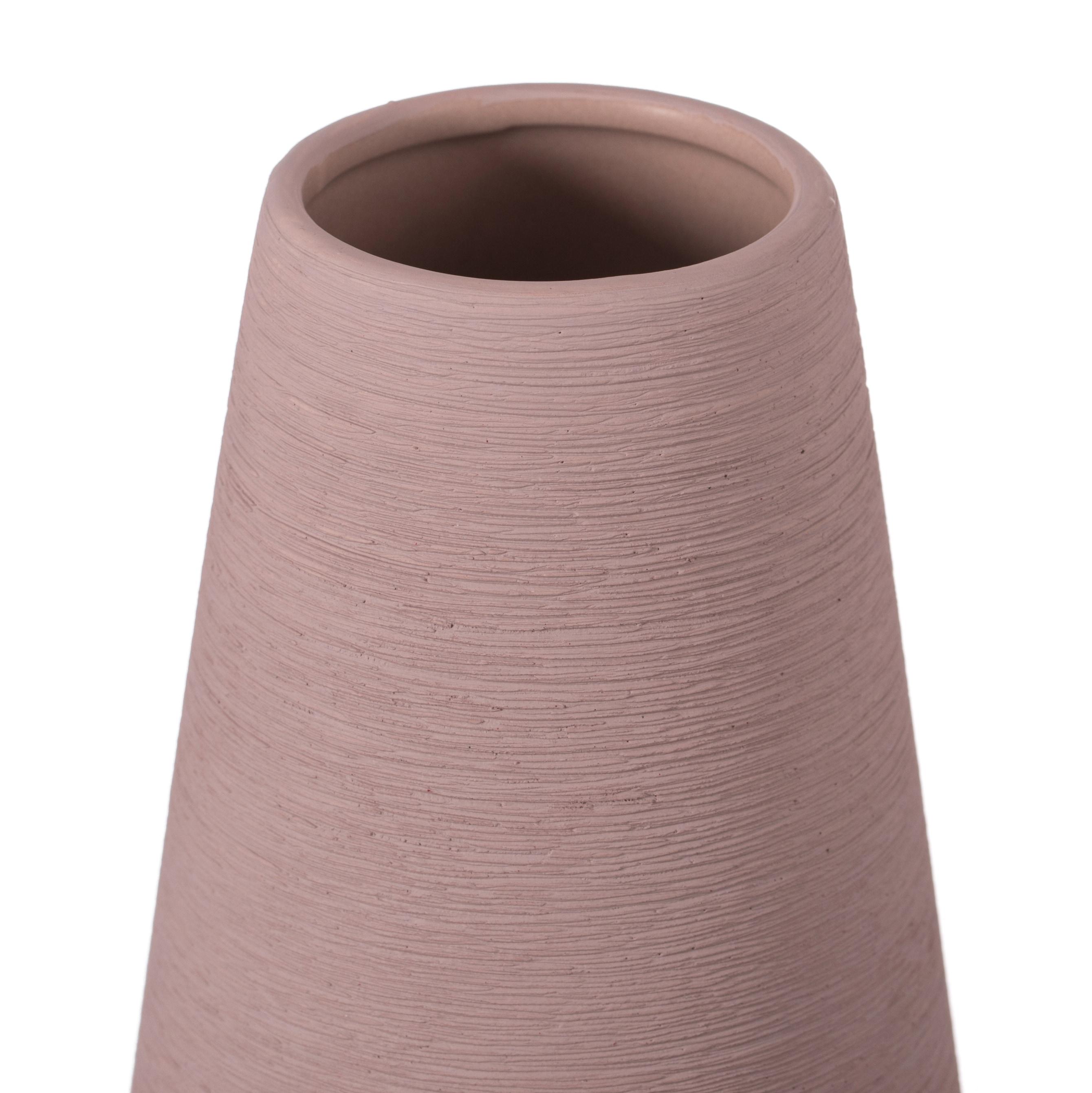 Uniquewise 10" H Decorative Ceramic Round Cone Shape Centerpiece Table Vase Pink, Large