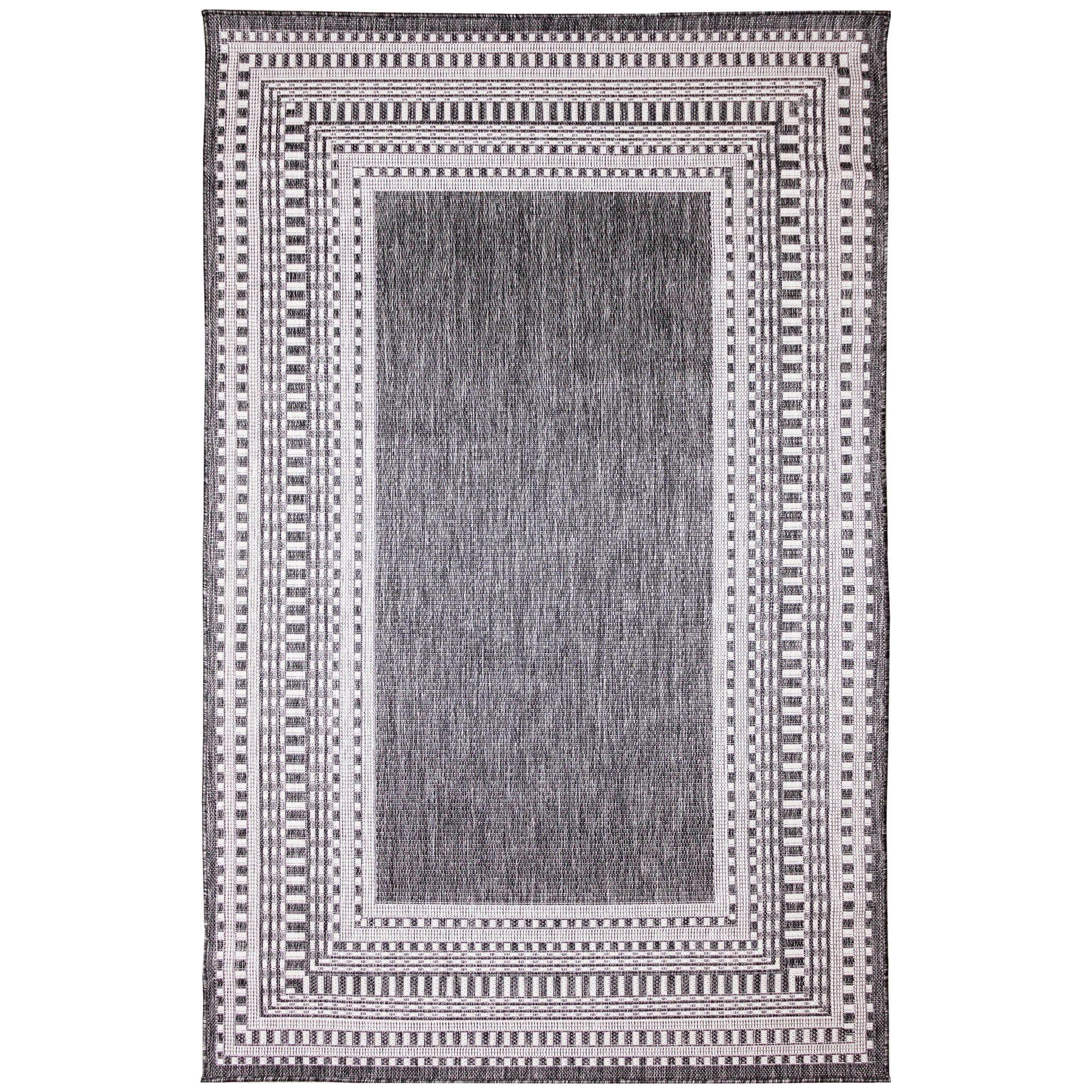 Liora Manne Malibu Etched Border Indoor/Outdoor Rug Charcoal 7'10" x 9'10"
