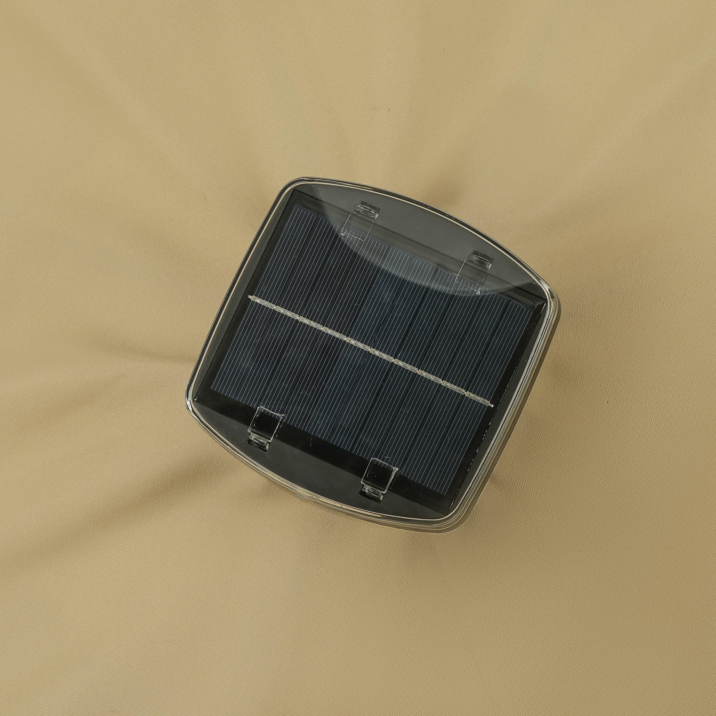 11' x 11' Calypso II Market Patio Umbrella with Solar LED Strip Lights Champagne - Island Umbrella