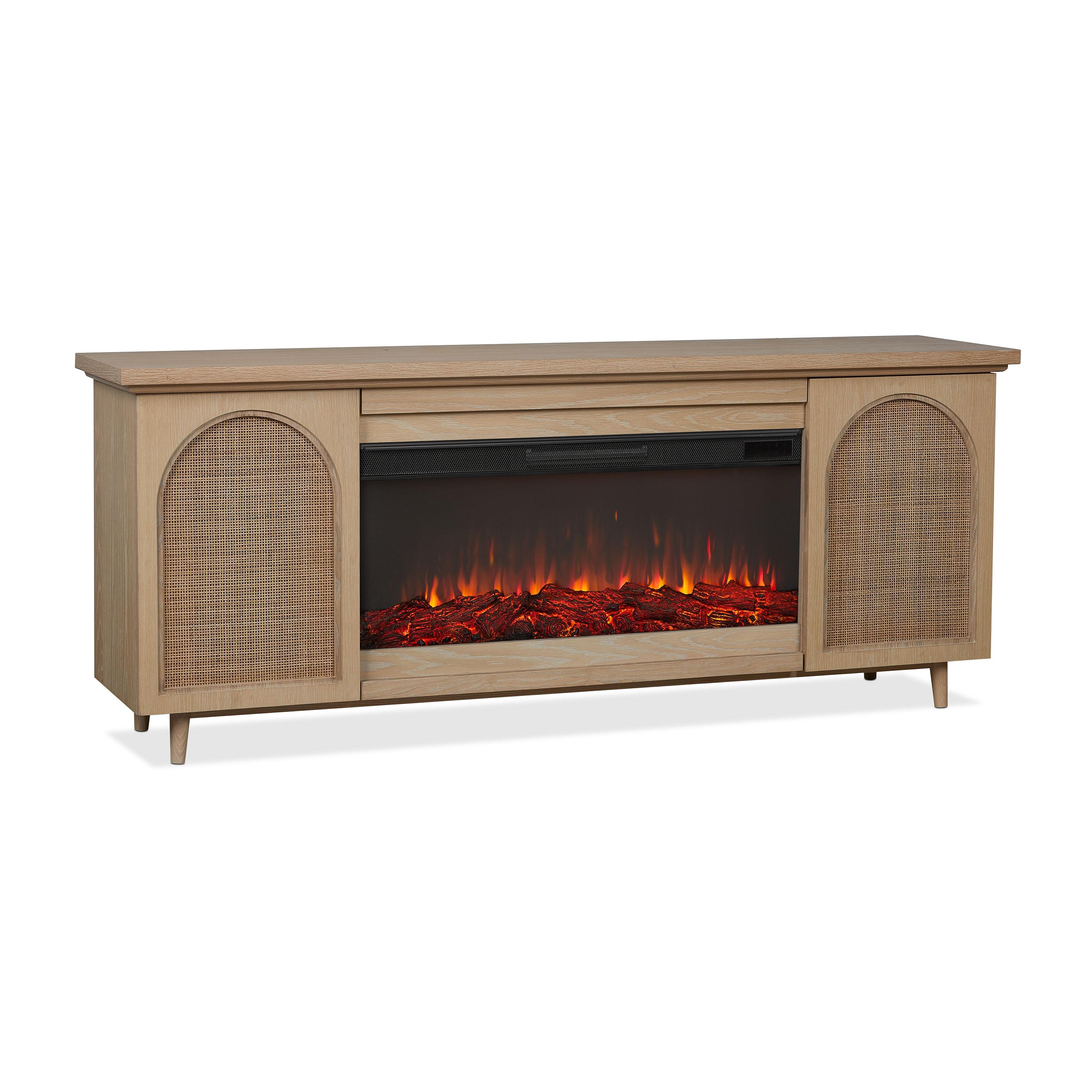 Dahlia 76" Landscape Electric Fireplace Tv Stand In White Oak