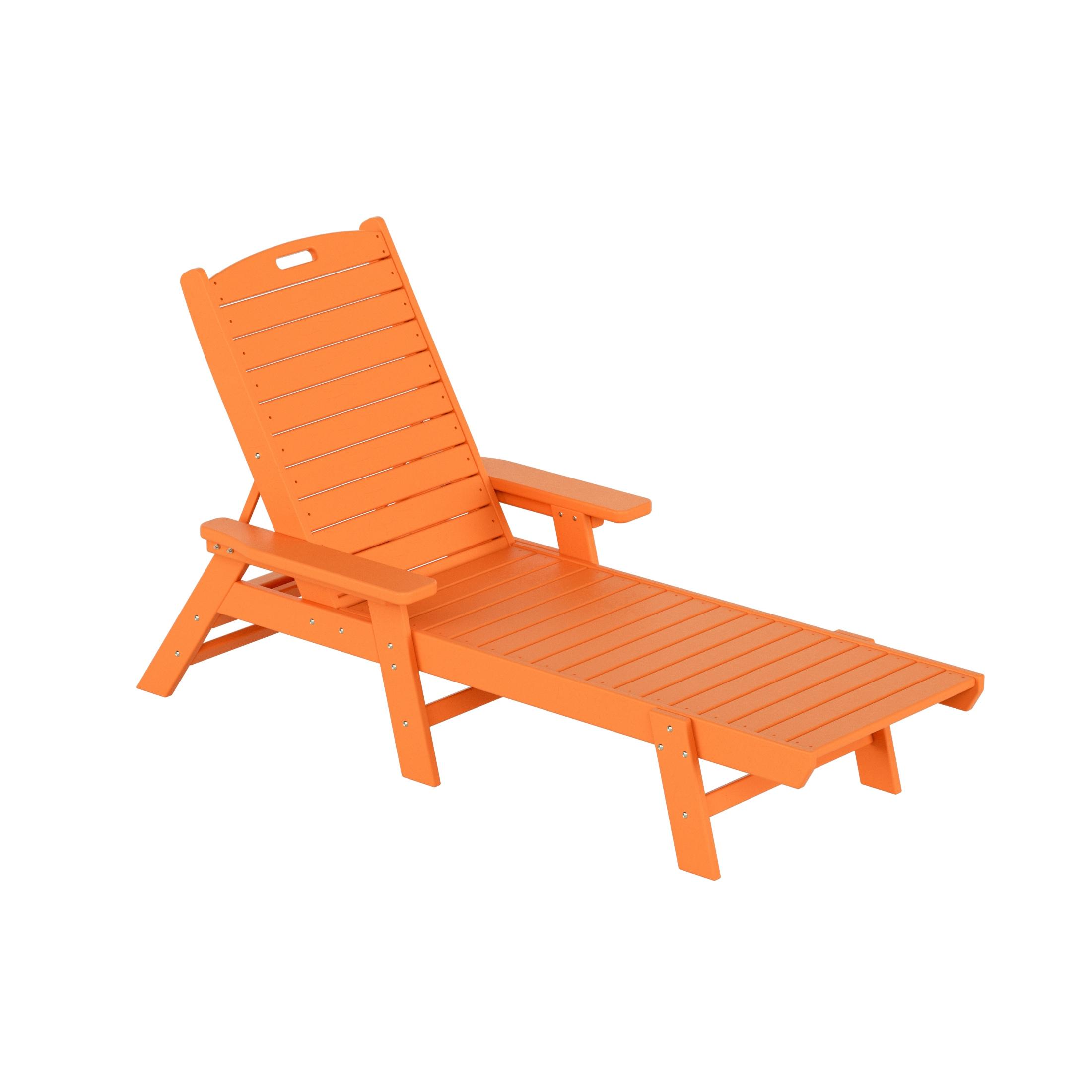 Polytrends  Laguna Hdpe All Weather Outdoor Patio Pool Reclining Chaise Lounge Orange