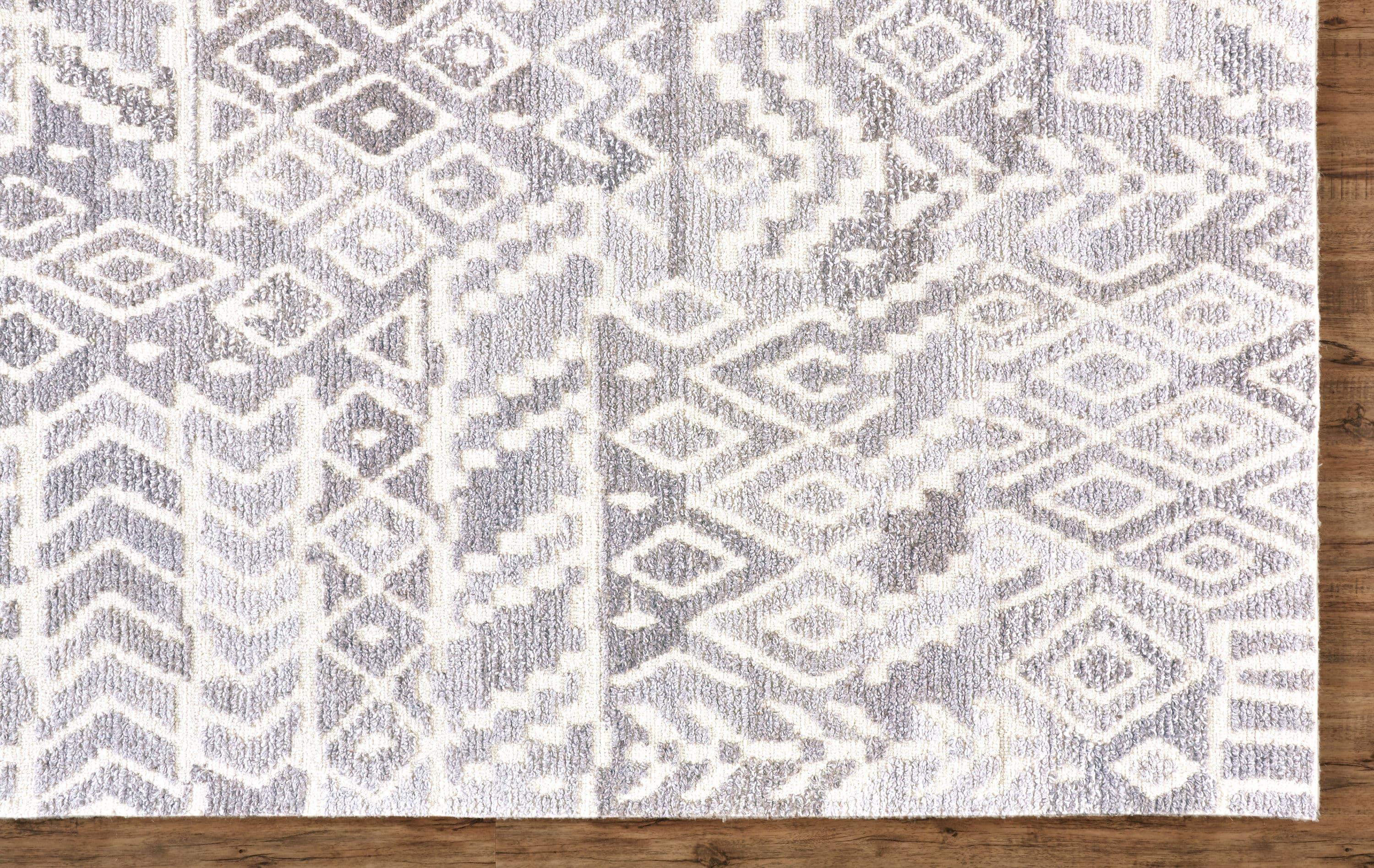 Feizy Asher Transitional Distressed, Gray/White, 8' x 10' Area Rug Sheen Fade Resistant Bohemian & Eclectic Abstract Design Carpet for Living Dining Bed Room