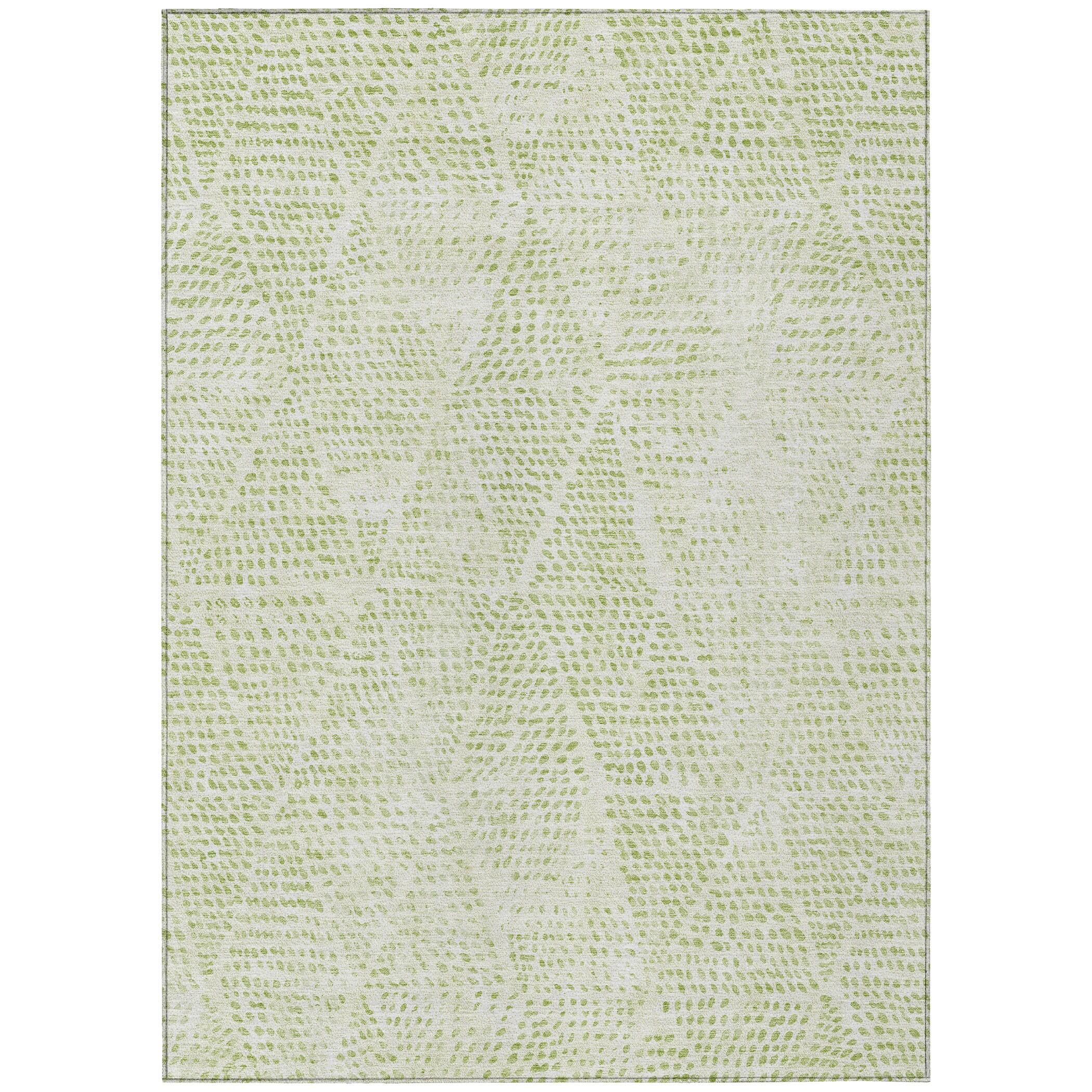 Aloe Green Diamond Pattern Washable 10' x 14' Area Rug