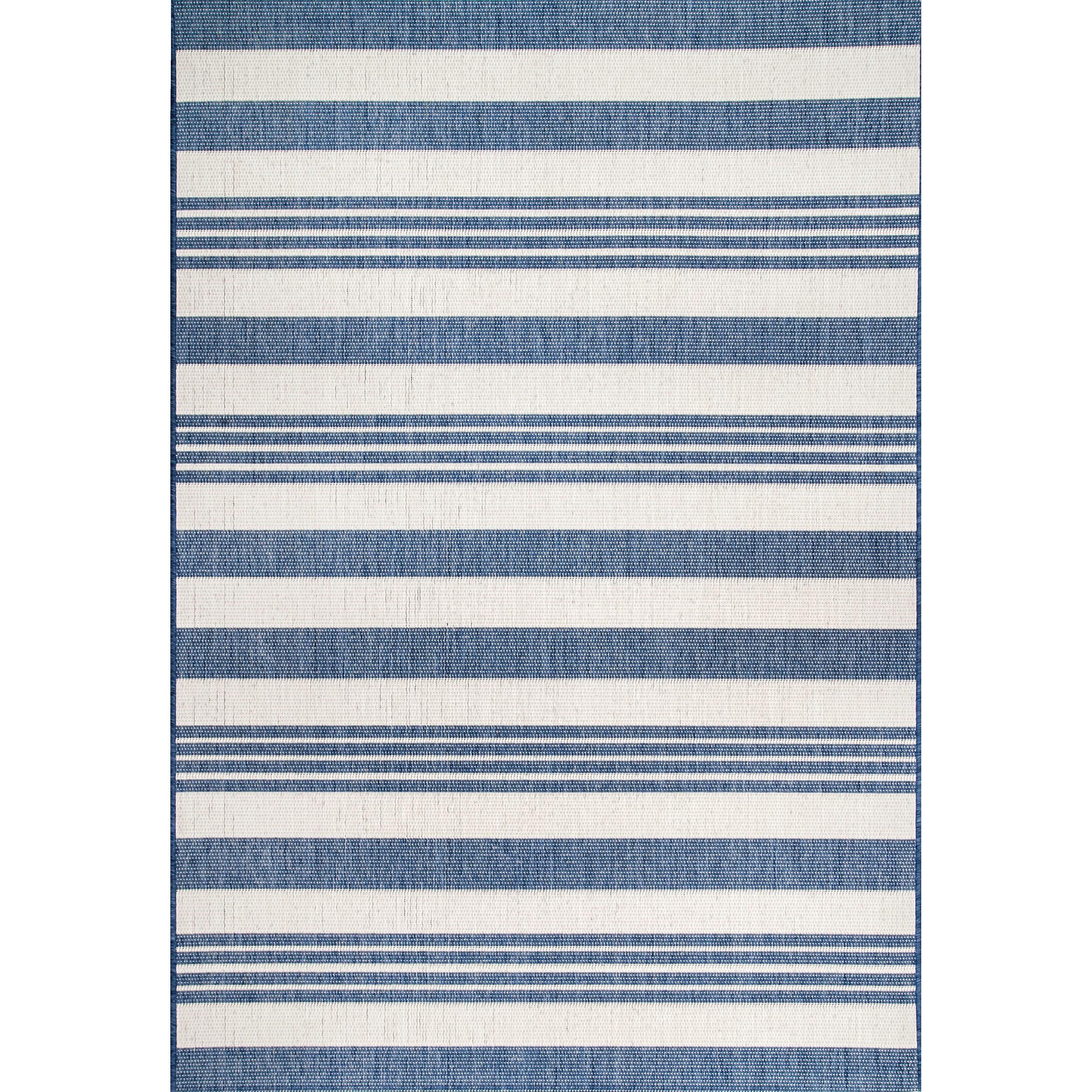 Nuloom Robin Striped 6 Square Indoor/Outdoor Area Rug for Living Room Patio Deck Front Porch Kitchen, Blue/Ivory