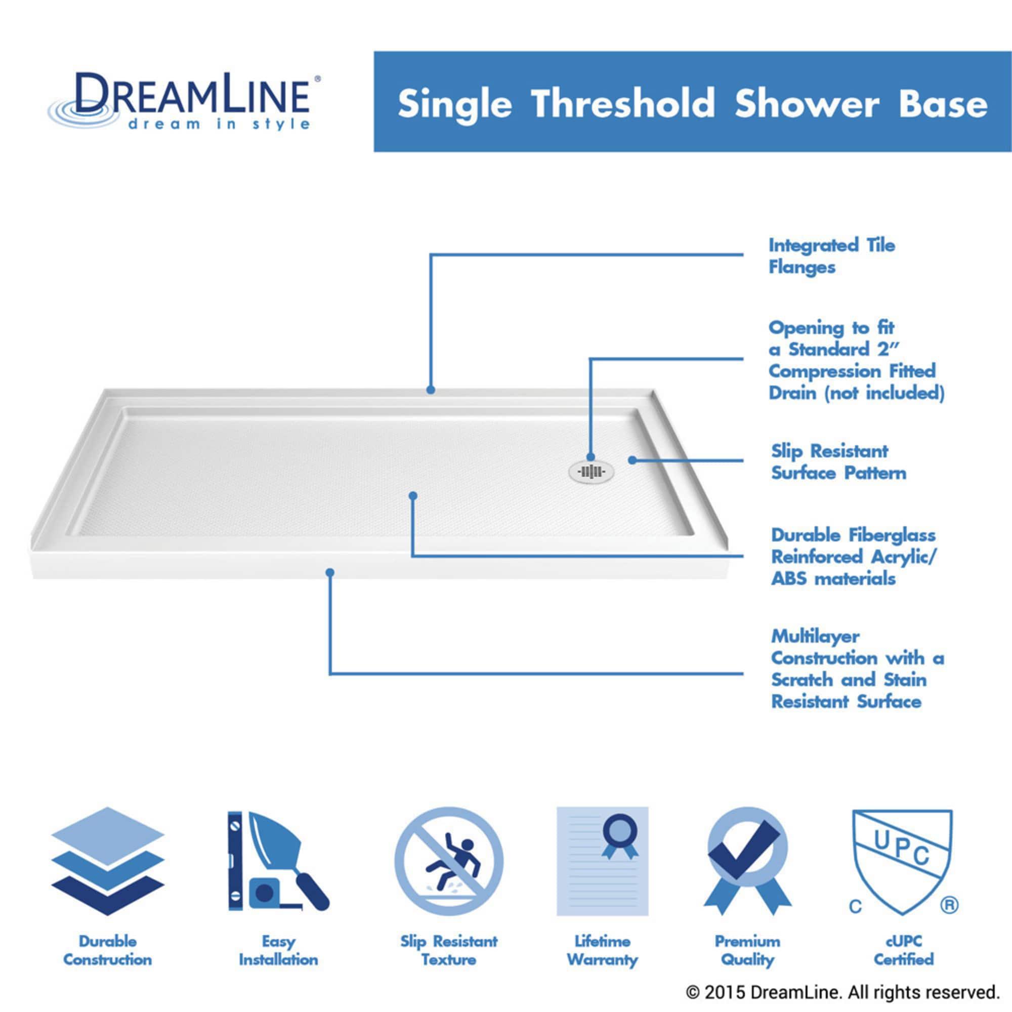 Infinity-Z 0" x 76.75" W Double Sliding Semi-Frameless Shower Enclosure