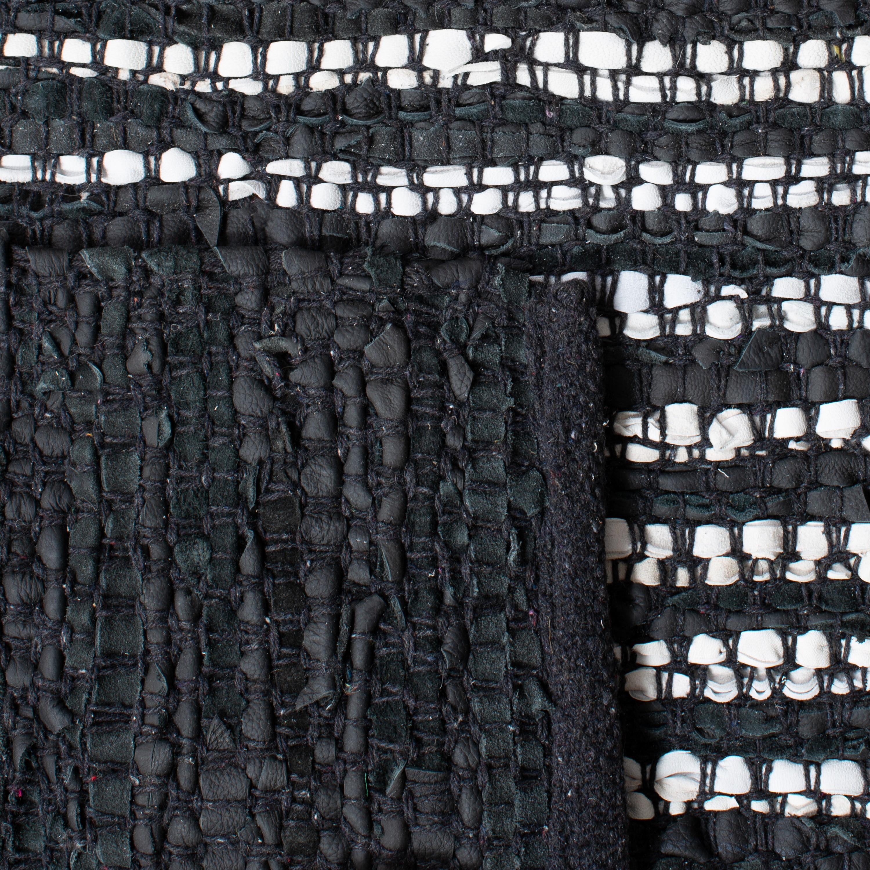 Vintage Leather VTL388 Hand Woven Indoor Area Rug - Light Grey/Black - 6'x9' - Safavieh