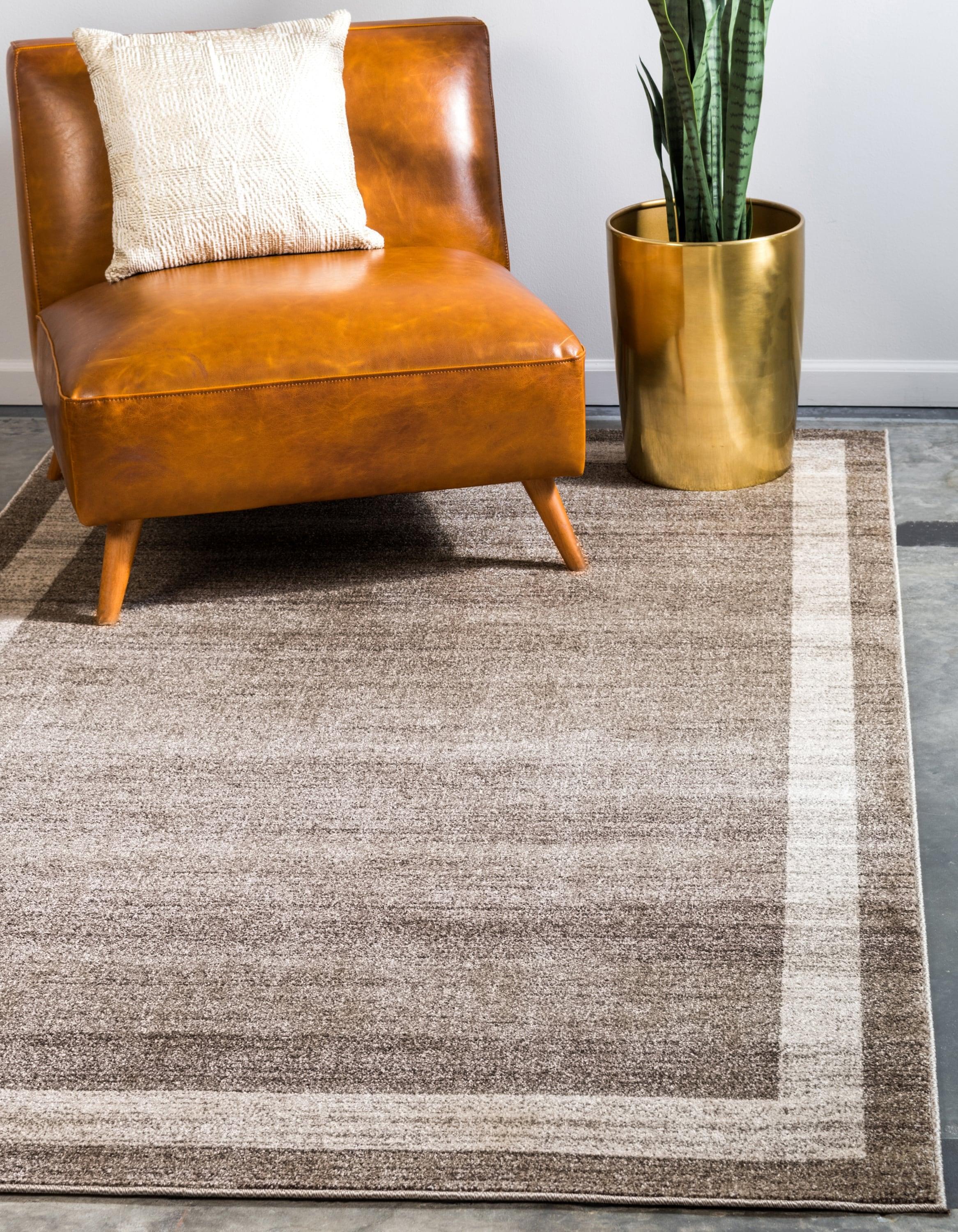 Unique Loom Del Mar Collection Area Rug - Maria (6' 1" x 9' Rectangle Light Brown/Ivory)