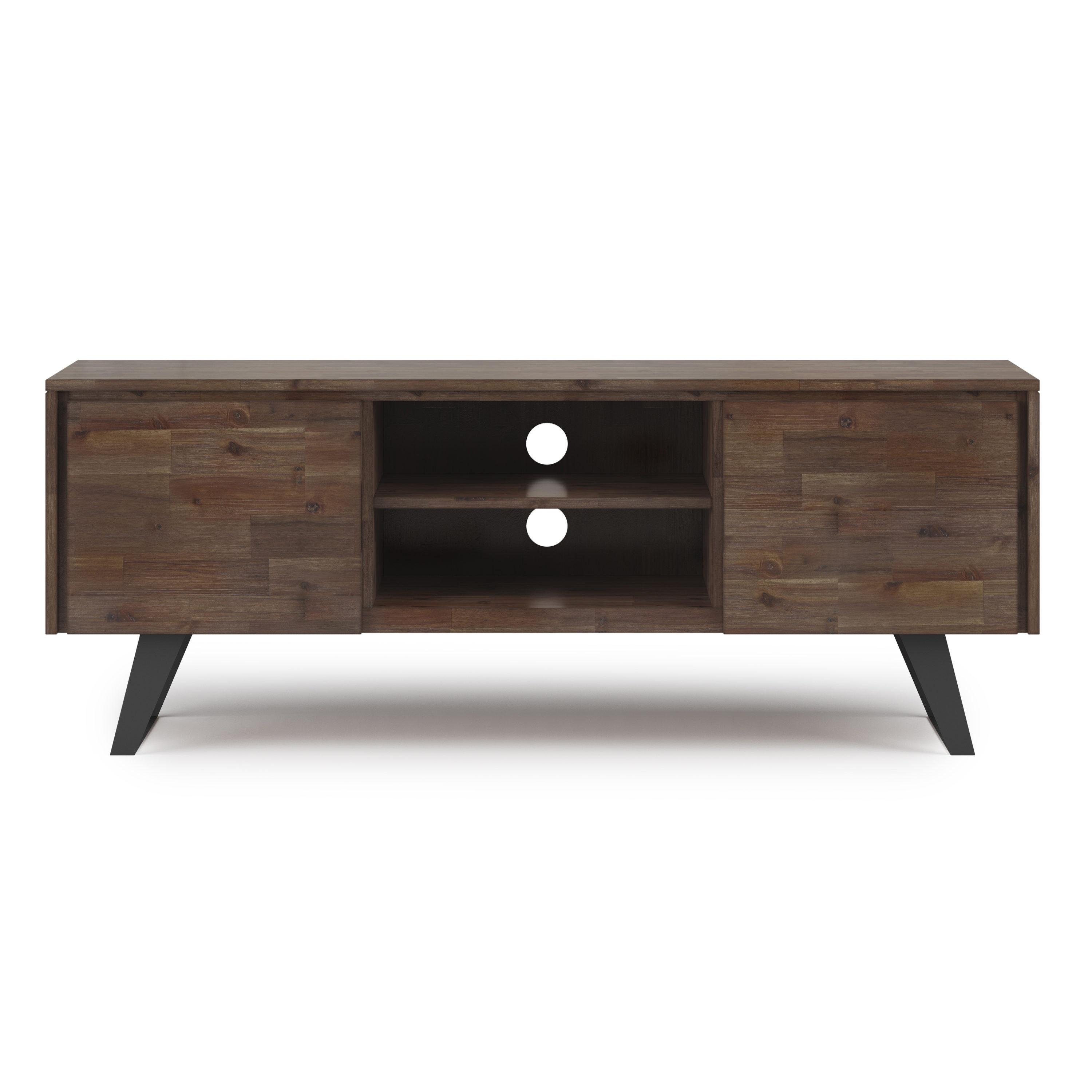 Simpli Home Lowry 63"W Solid Wood Modern Industrial TV Stand for TVs up to 70" with Storage