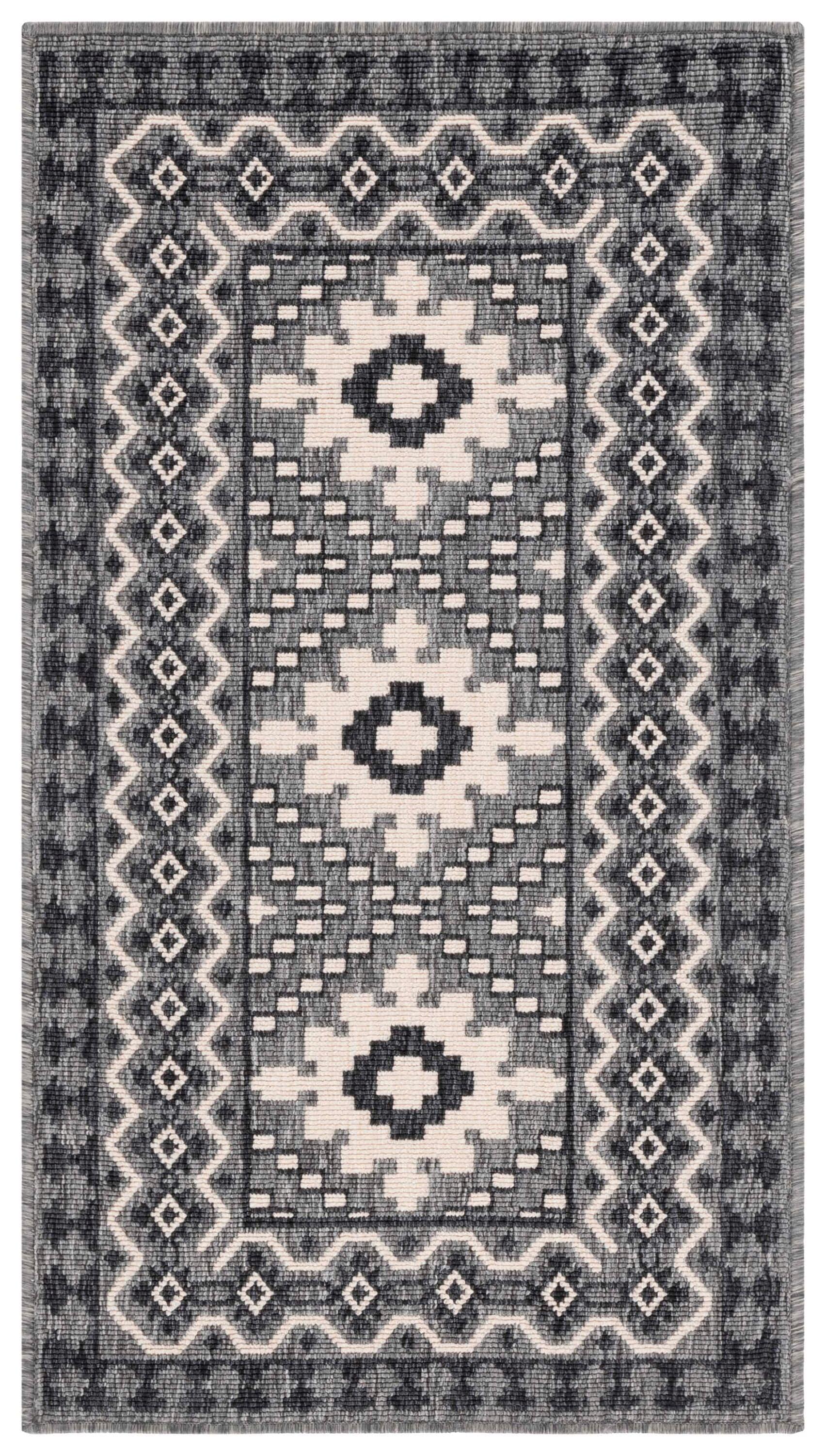 Veranda VER099 Power Loomed Indoor/Outdoor Accent Rug - Ivory/Charcoal - 2'x3'7" - Safavieh.
