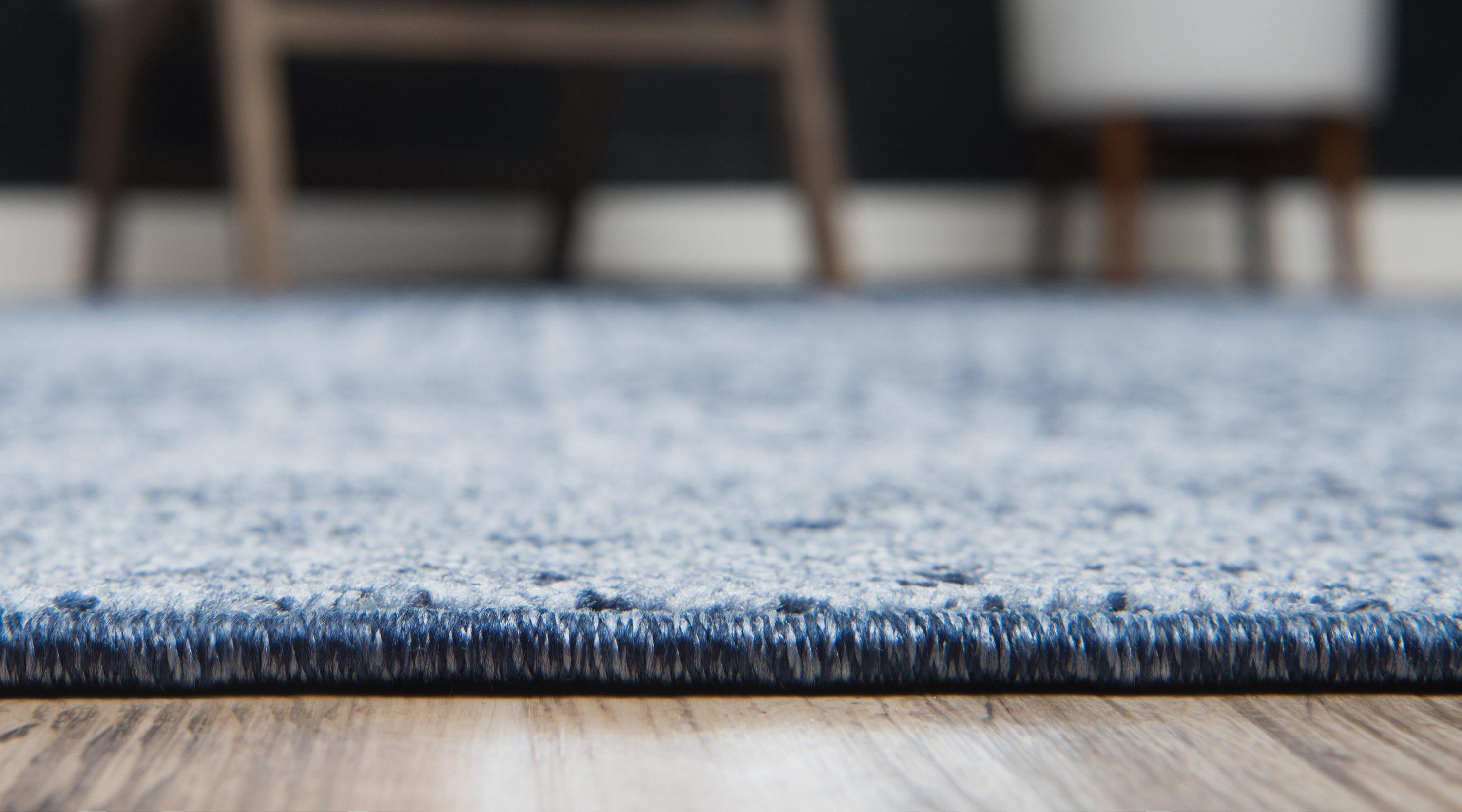 Unique Loom Jennifer Del Mar 8 x 11 (ft) Loomed Polypropylene Blue/Navy Blue Rectangular Indoor Stripe Industrial Area rug