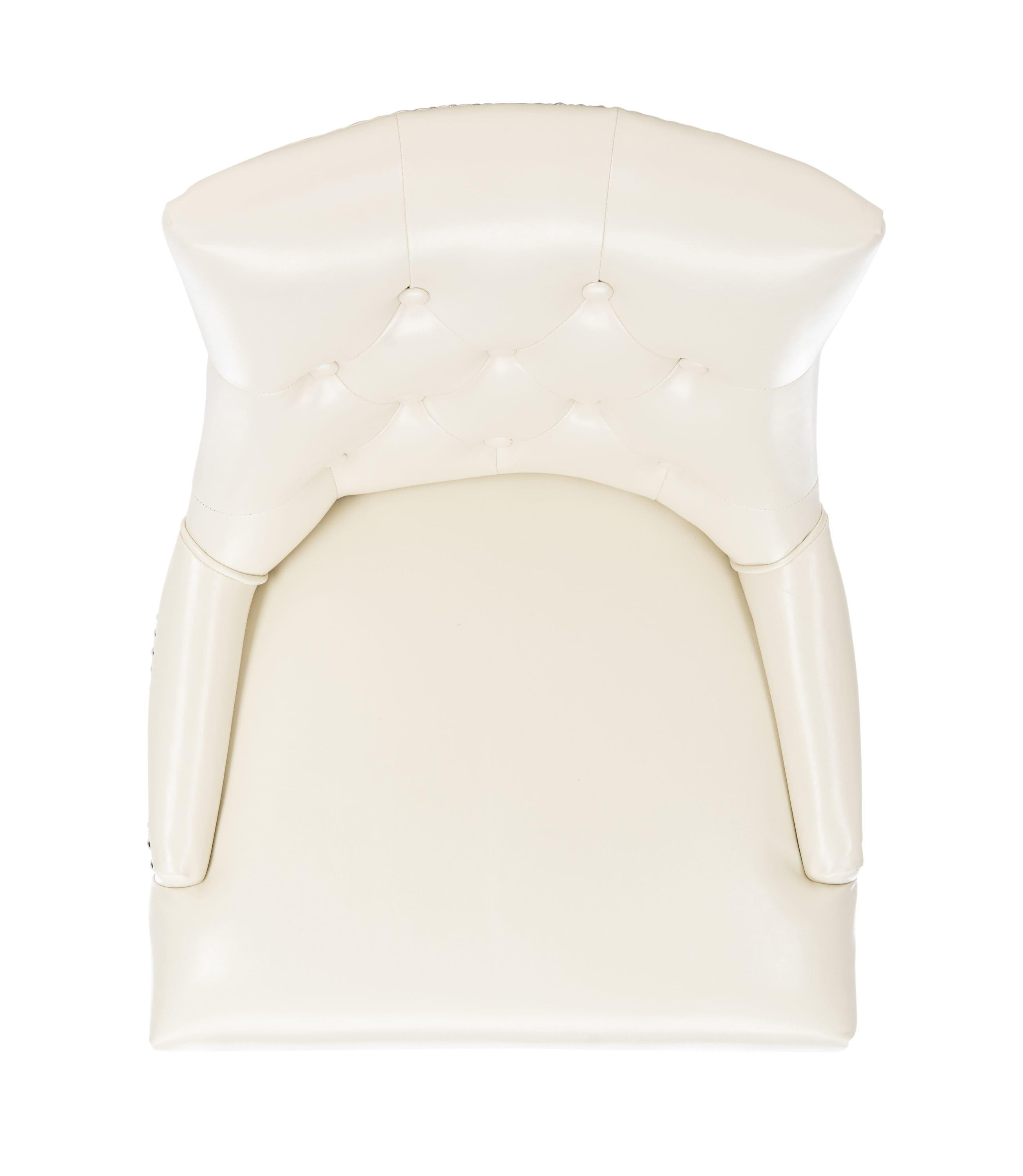 SAFAVIEH Abby Flat Cream/Espresso Bicast Leather Tufted Side Chair (Set of 2) (22 in. W x 23.8 in. D x 36.4 in. H)