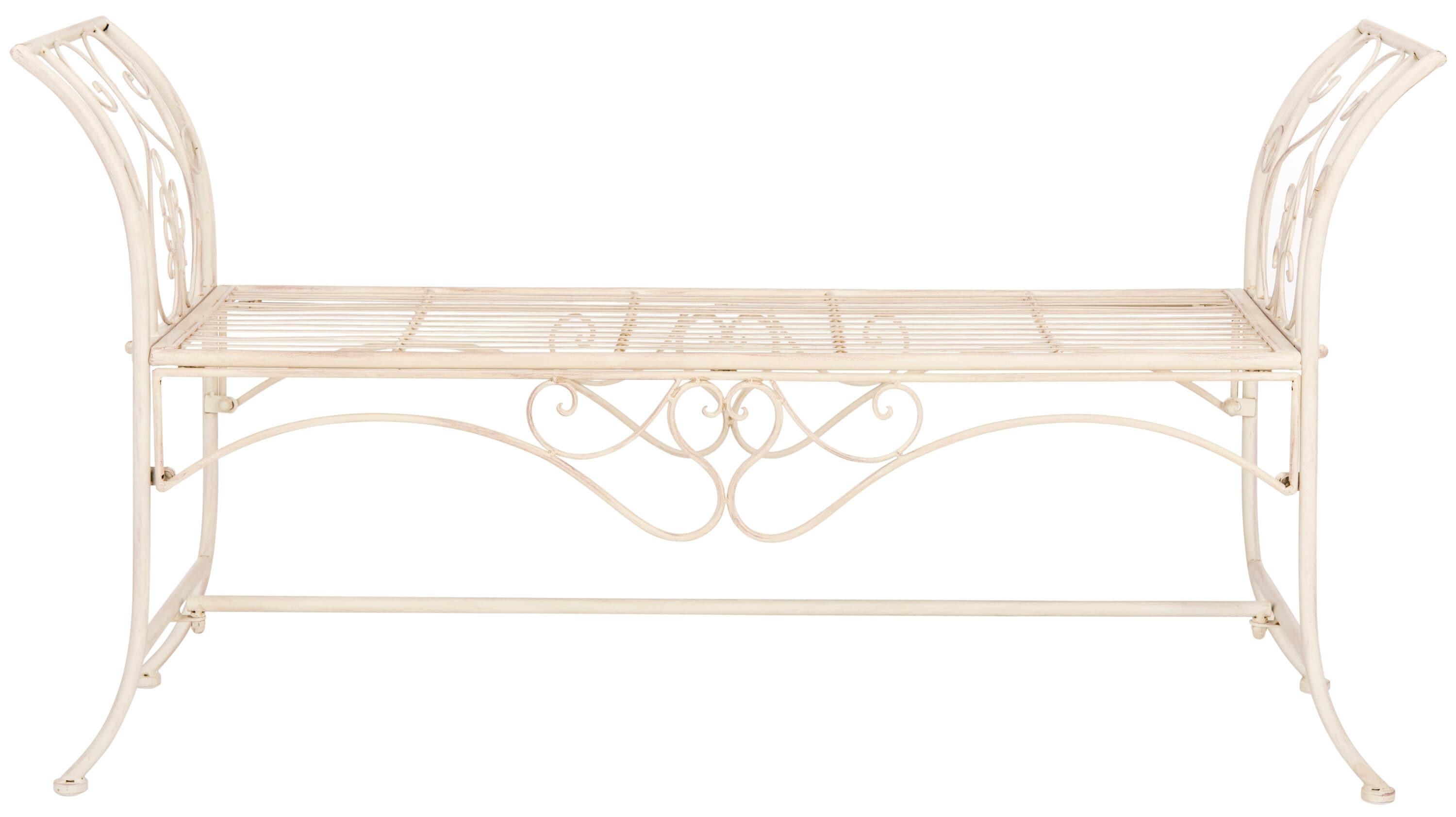 Adina Bench - Outdoor - PAT5016 - Distressed White - Safavieh
