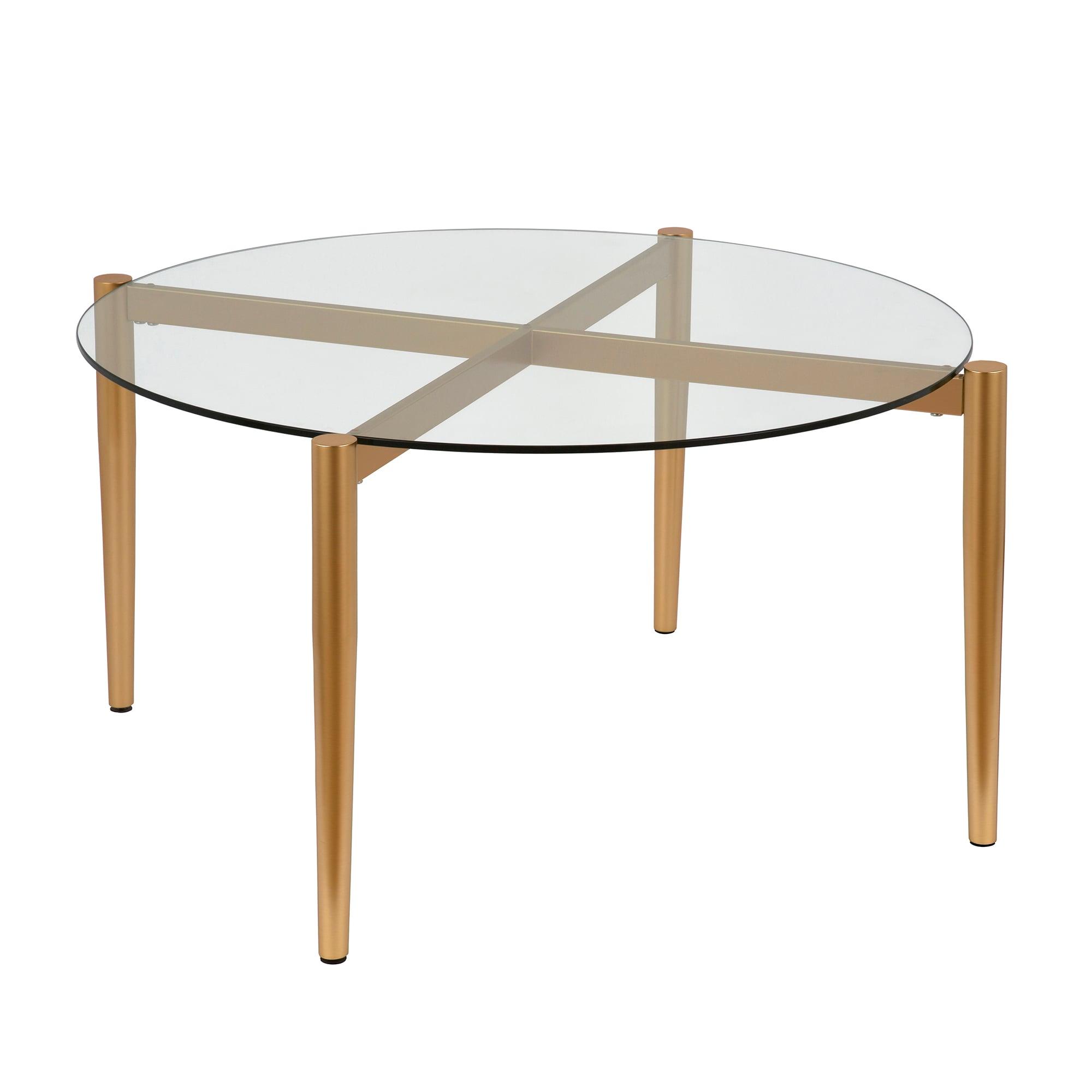 Evelyn&Zoe Kadmos 36'' Wide Round Coffee Table, Brass